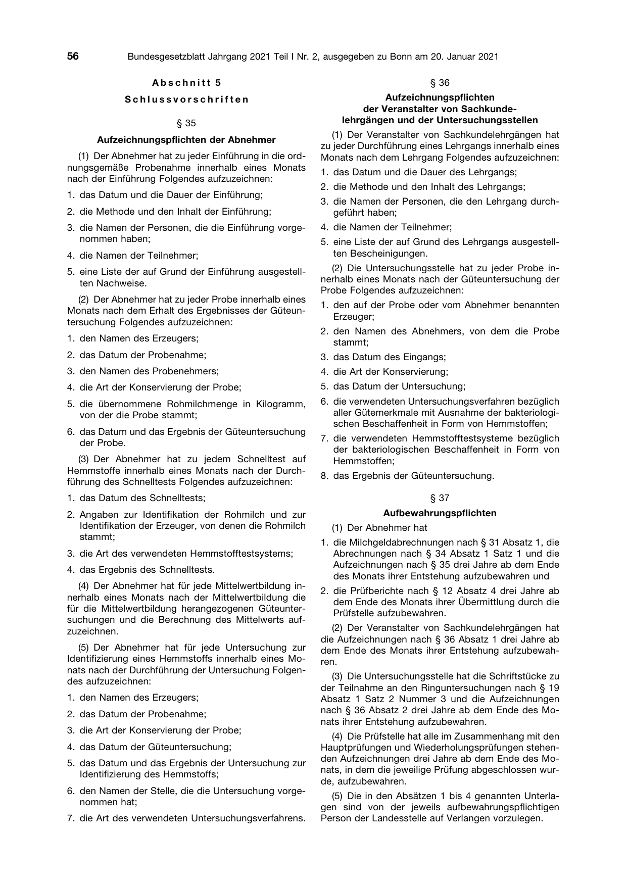 BGBl. 2021, Seite 56 — Originalseite als Abbildung