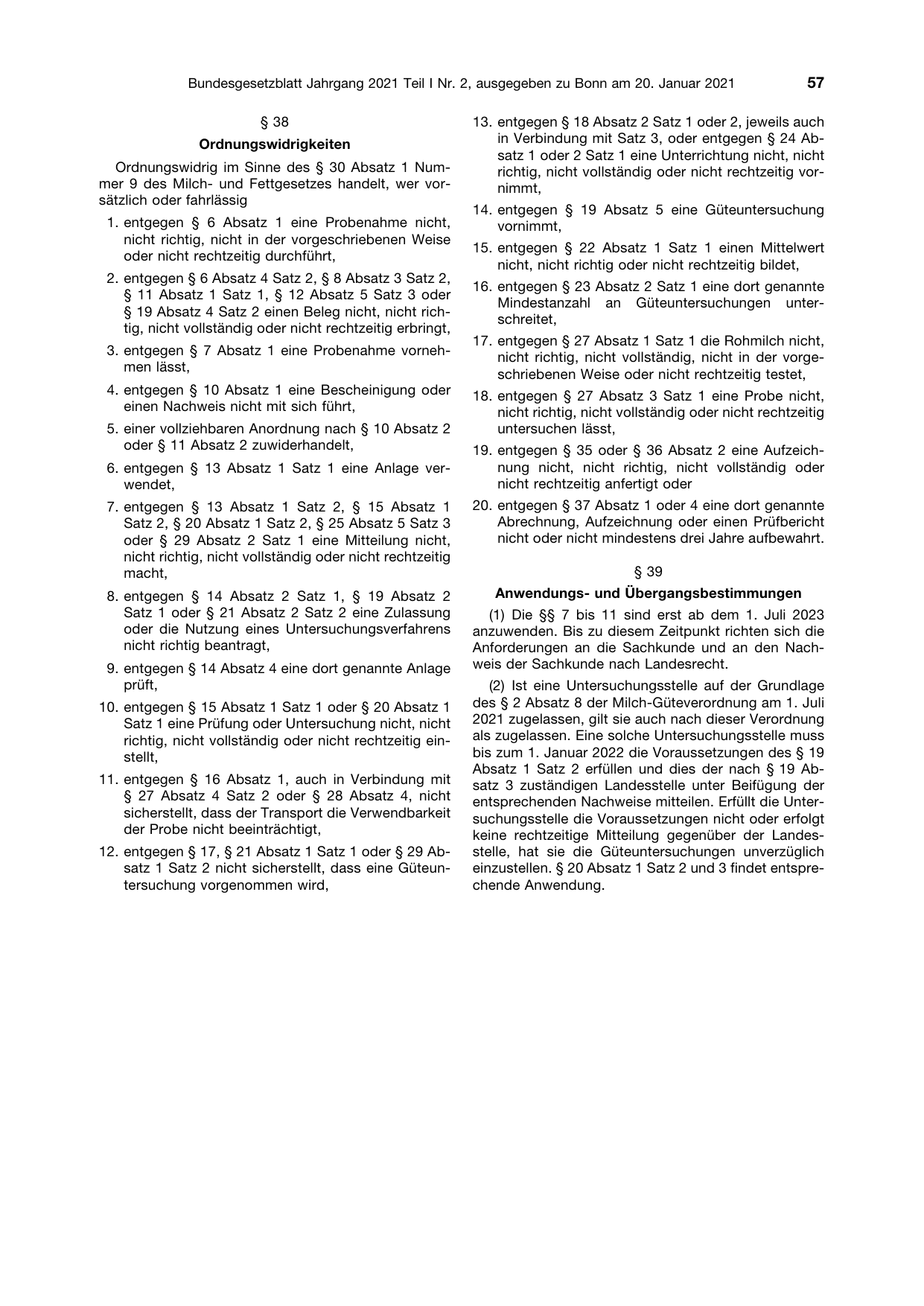 BGBl. 2021, Seite 57 — Originalseite als Abbildung