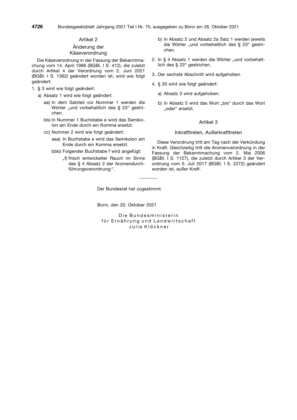 BGBl. 2021, Seite 4726 — Originalseite als Abbildung