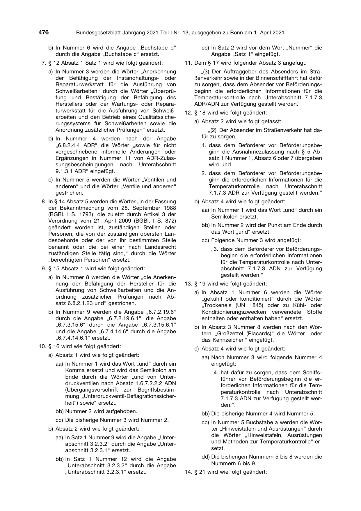 BGBl. 2021, Seite 476 — Originalseite als Abbildung