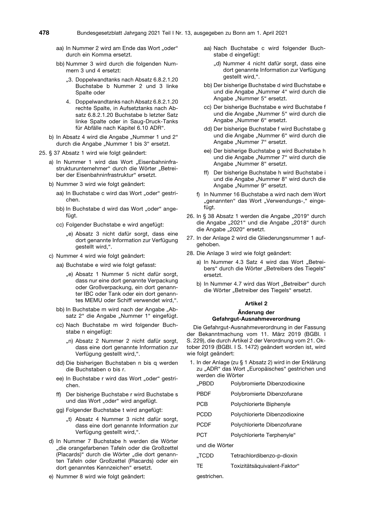 BGBl. 2021, Seite 478 — Originalseite als Abbildung