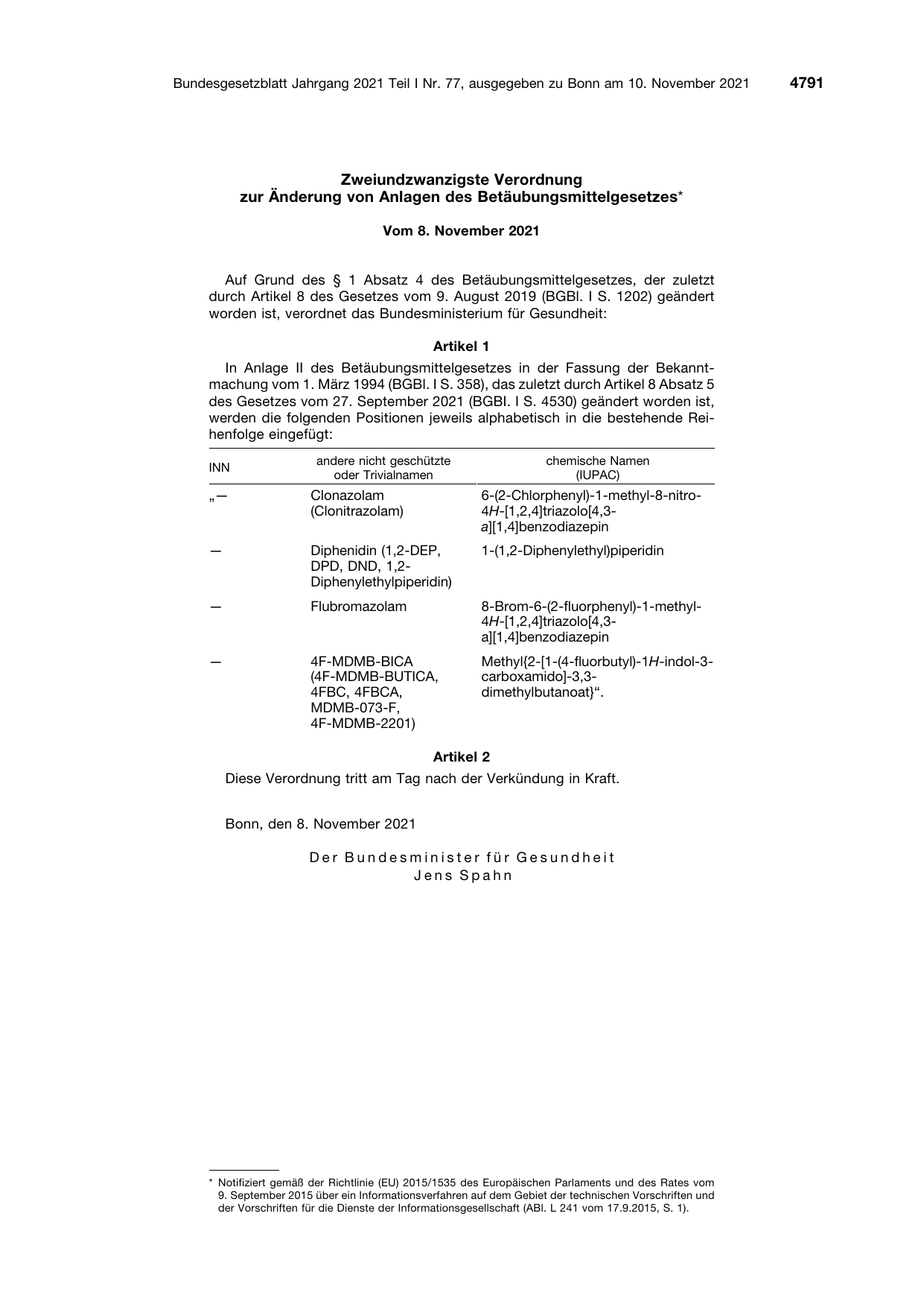 BGBl. 2021, Seite 4791 — Originalseite als Abbildung