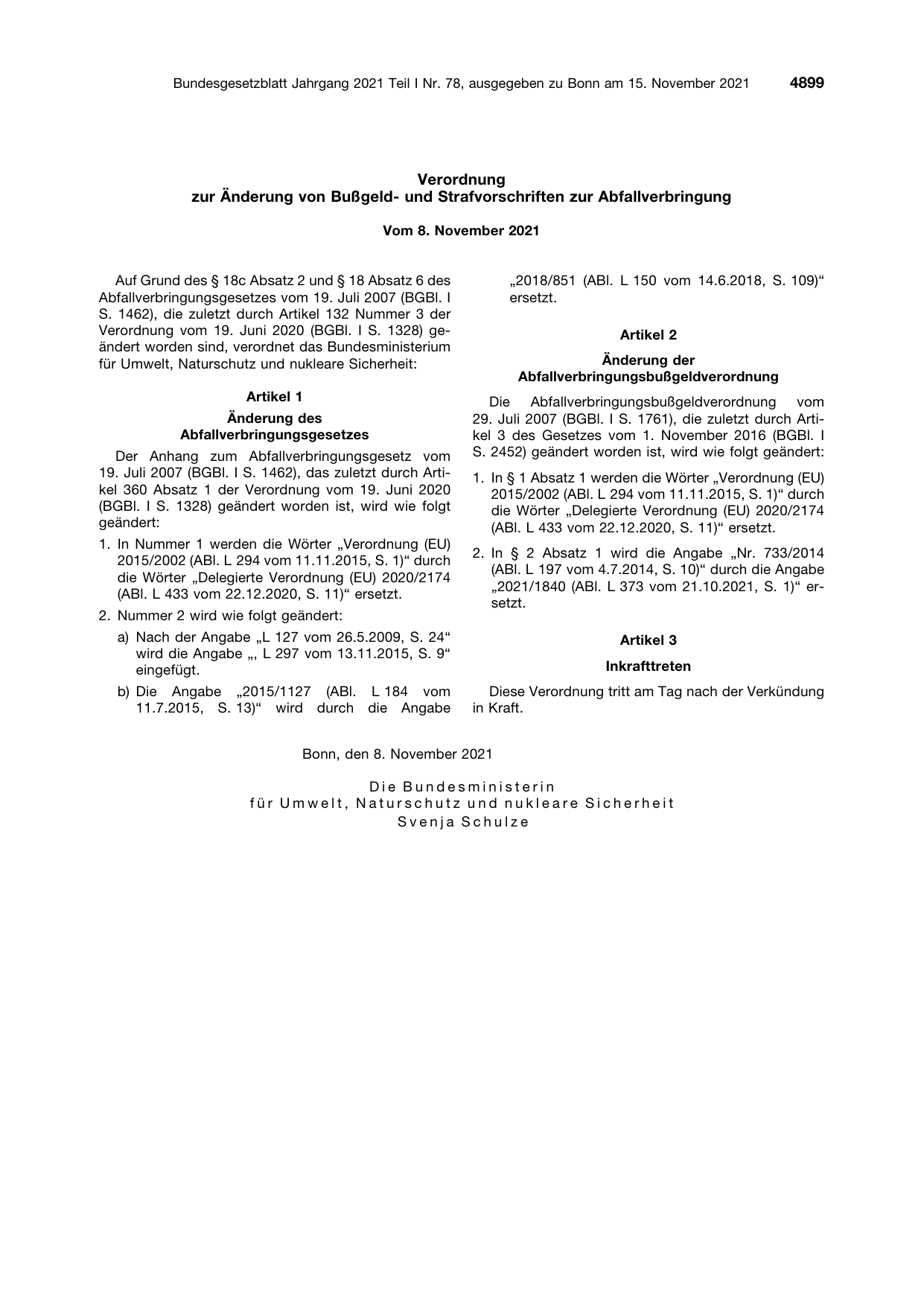BGBl. 2021, Seite 4899 — Originalseite als Abbildung