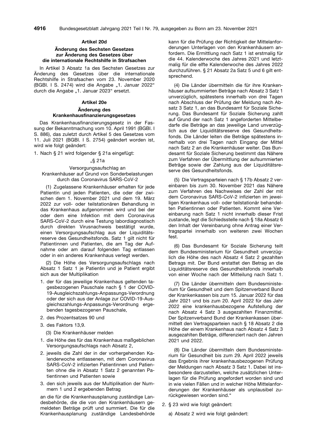 BGBl. 2021, Seite 4916 — Originalseite als Abbildung