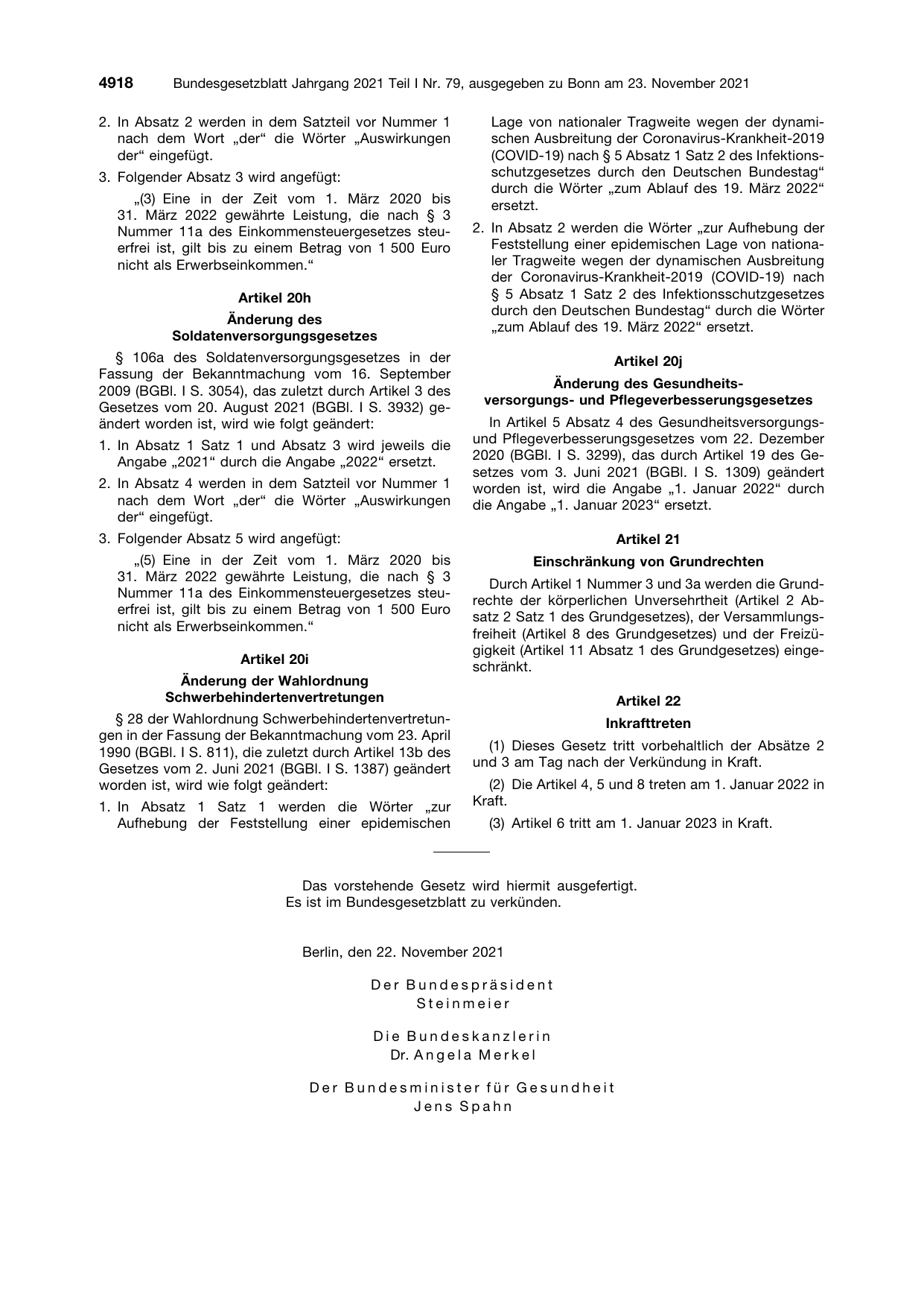 BGBl. 2021, Seite 4918 — Originalseite als Abbildung