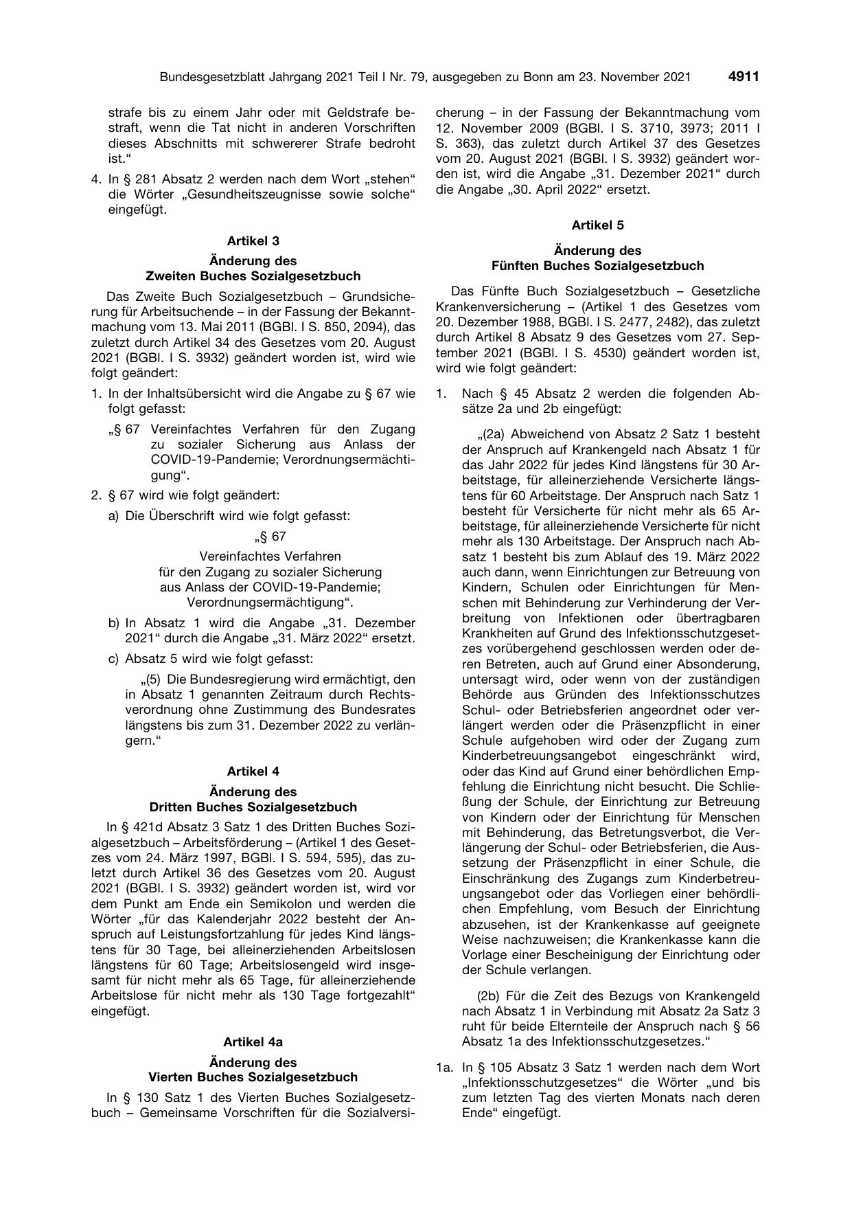 BGBl. 2021, Seite 4911 — Originalseite als Abbildung