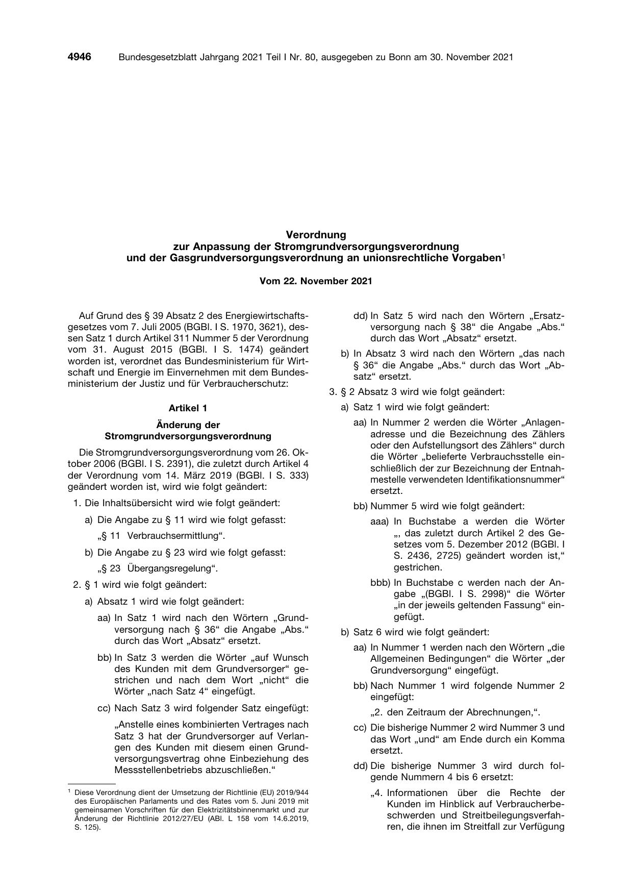 BGBl. 2021, Seite 4946 — Originalseite als Abbildung
