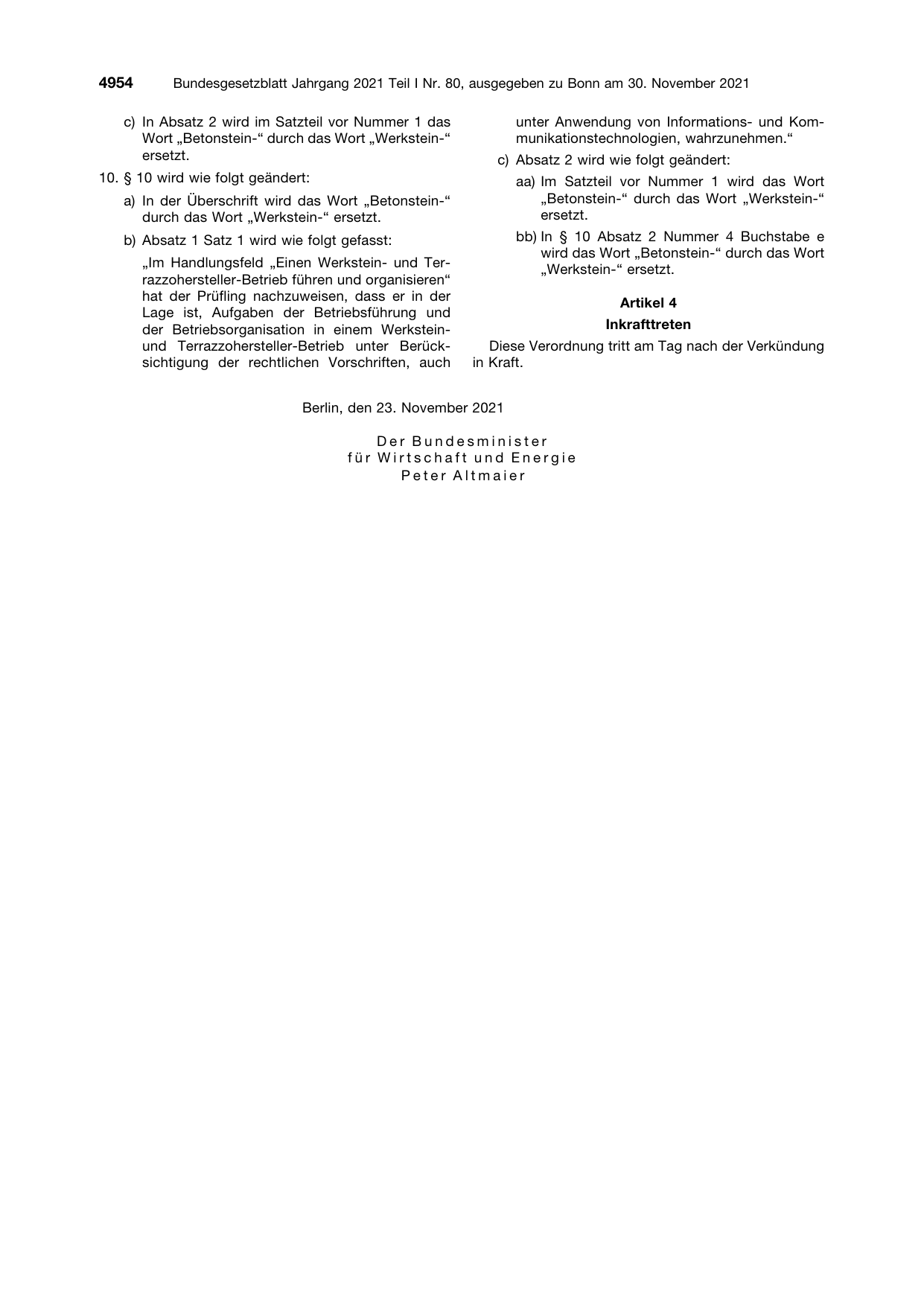 BGBl. 2021, Seite 4954 — Originalseite als Abbildung