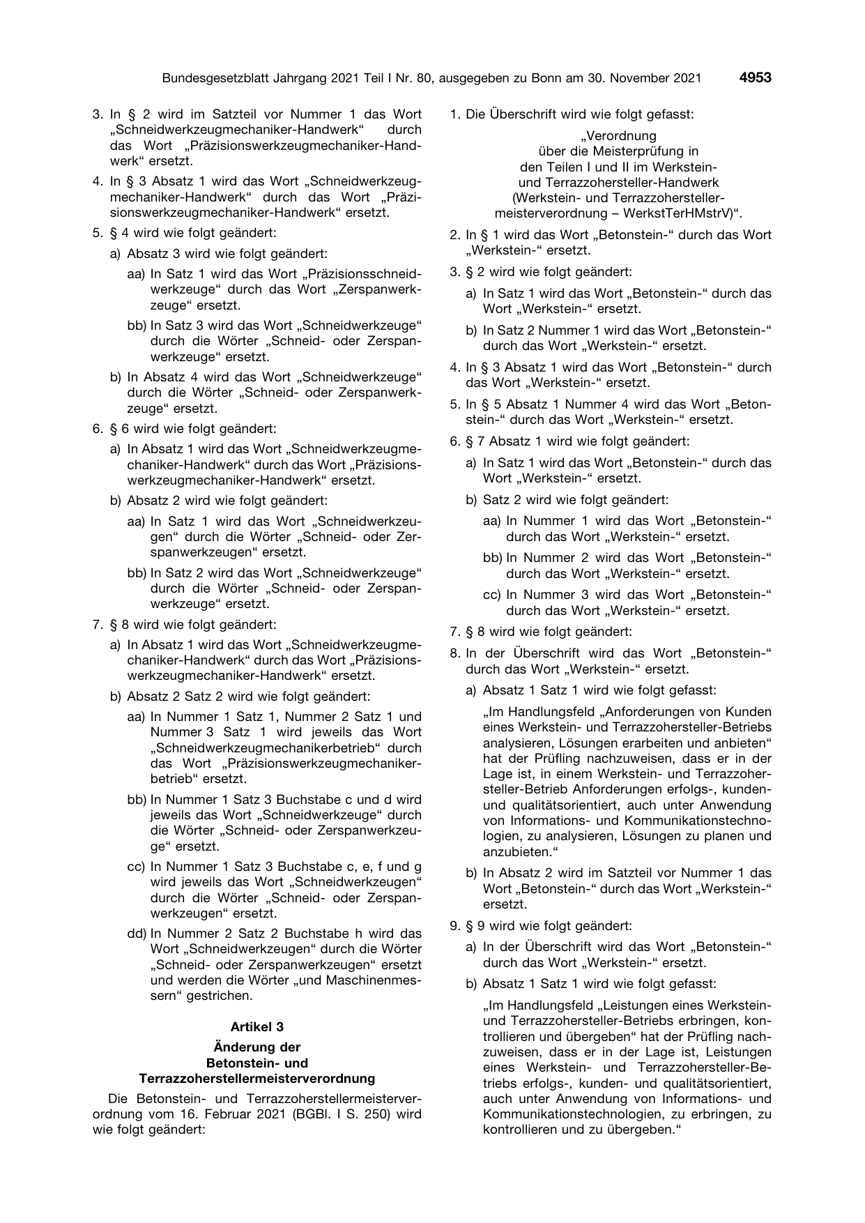 BGBl. 2021, Seite 4953 — Originalseite als Abbildung