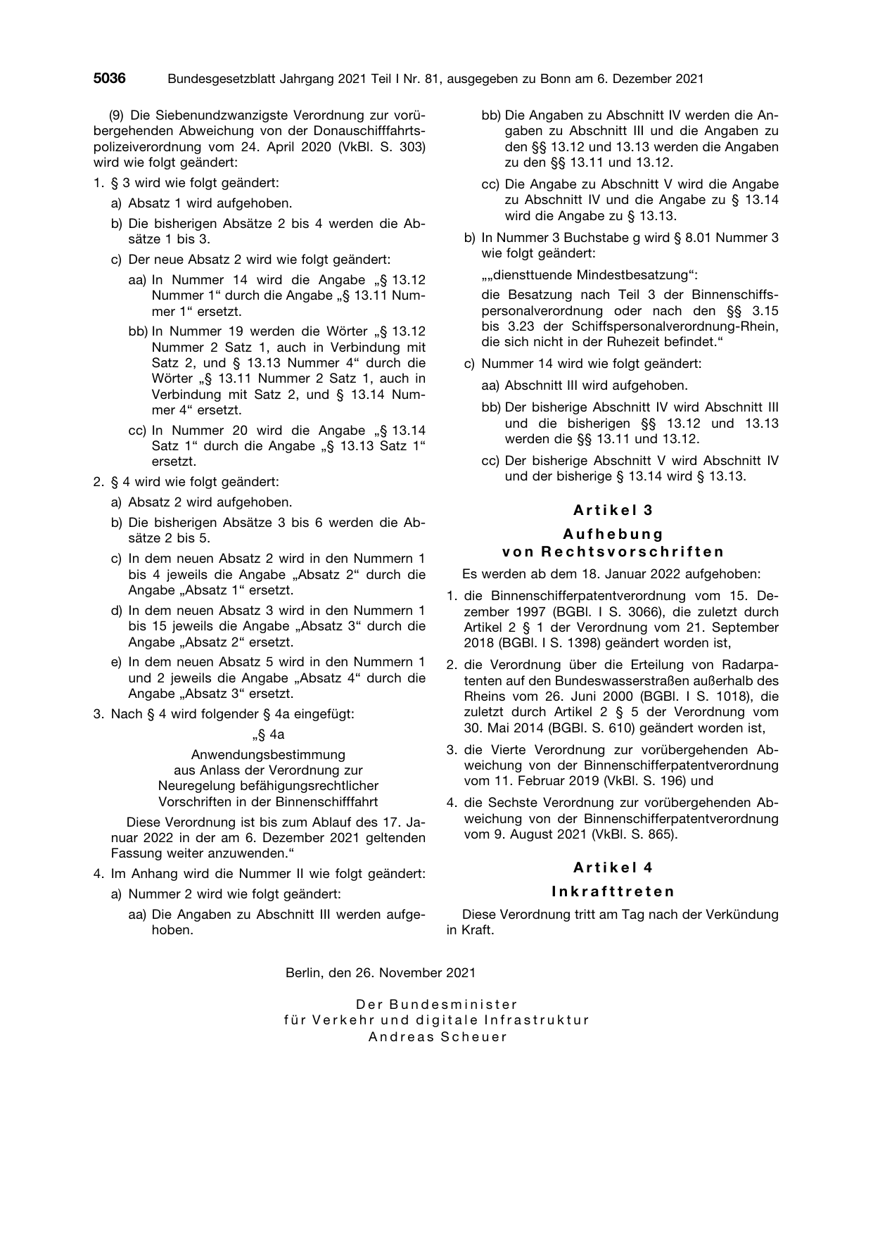 BGBl. 2021, Seite 5036 — Originalseite als Abbildung