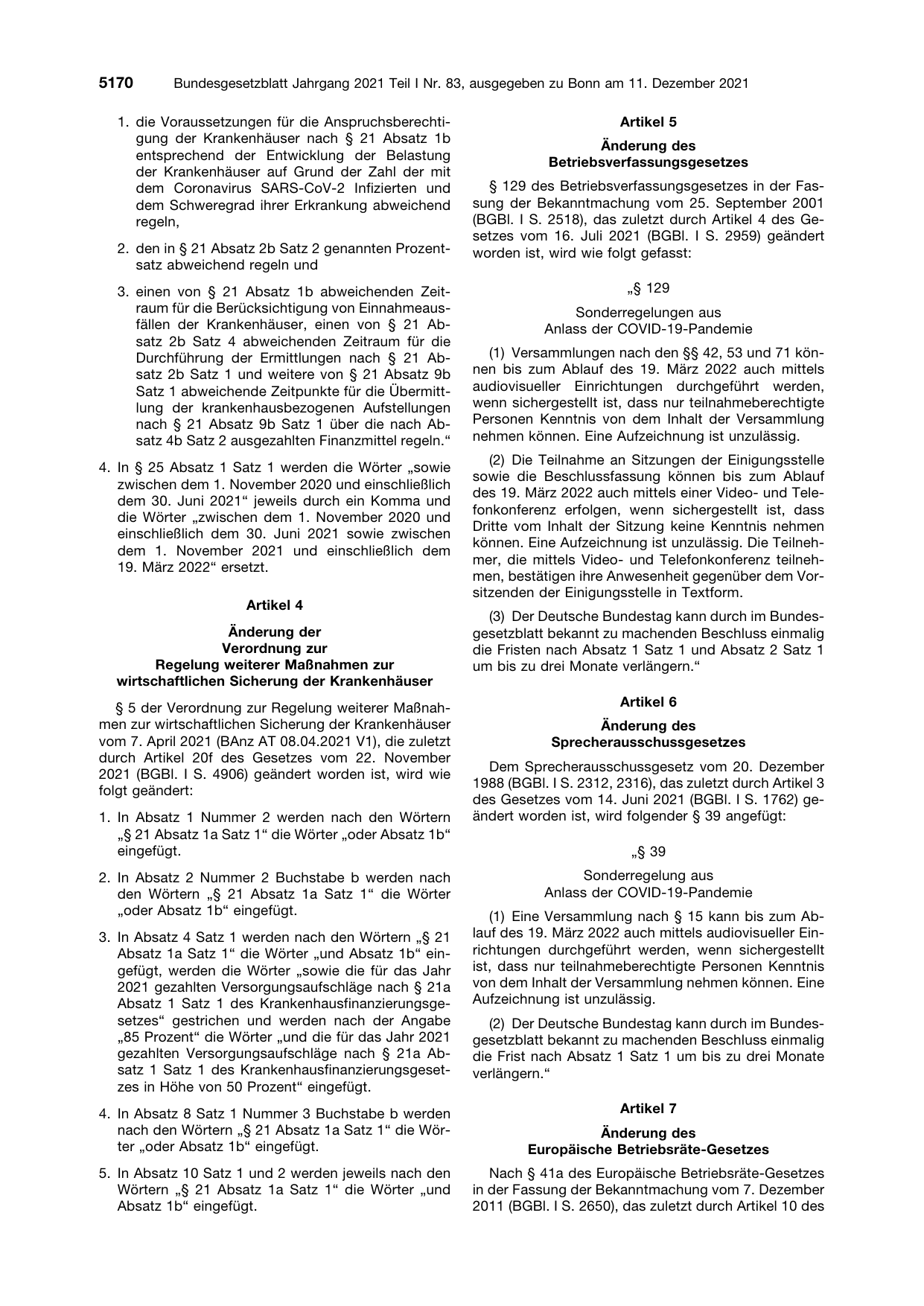 BGBl. 2021, Seite 5170 — Originalseite als Abbildung