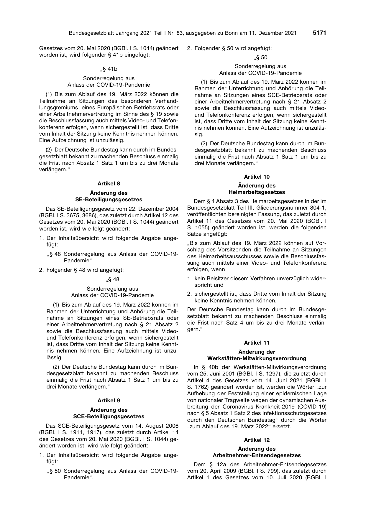 BGBl. 2021, Seite 5171 — Originalseite als Abbildung