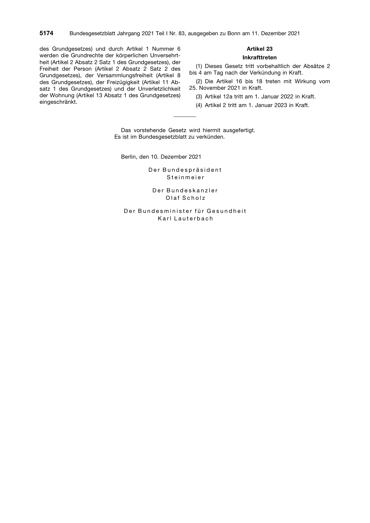 BGBl. 2021, Seite 5174 — Originalseite als Abbildung