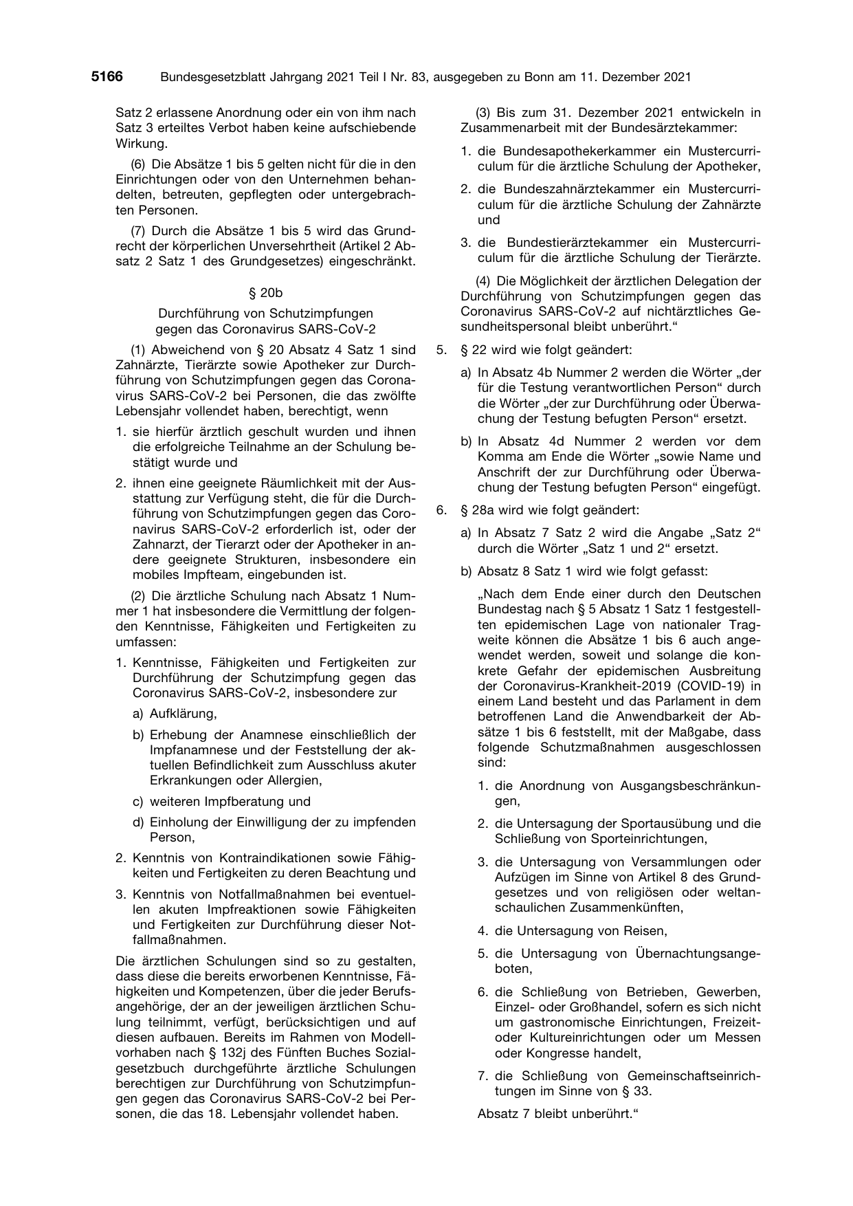 BGBl. 2021, Seite 5166 — Originalseite als Abbildung