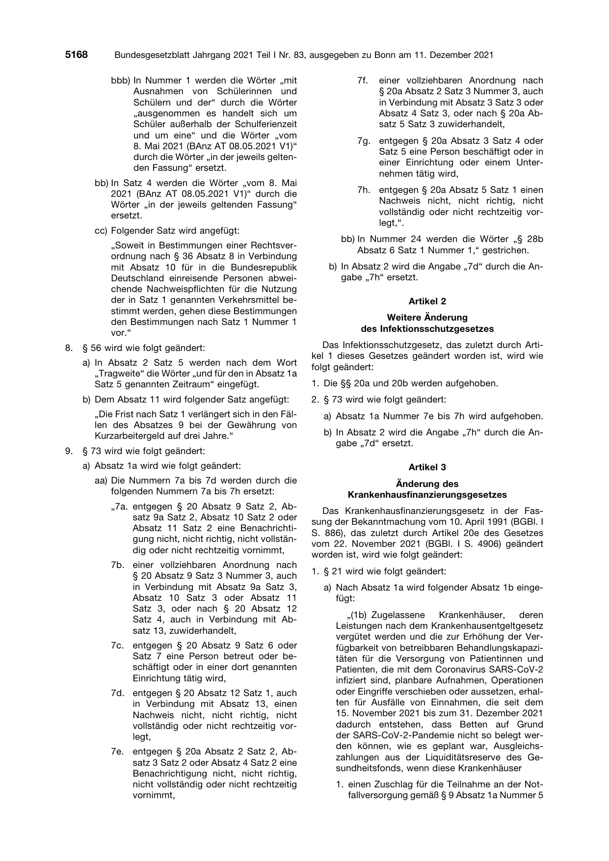 BGBl. 2021, Seite 5168 — Originalseite als Abbildung