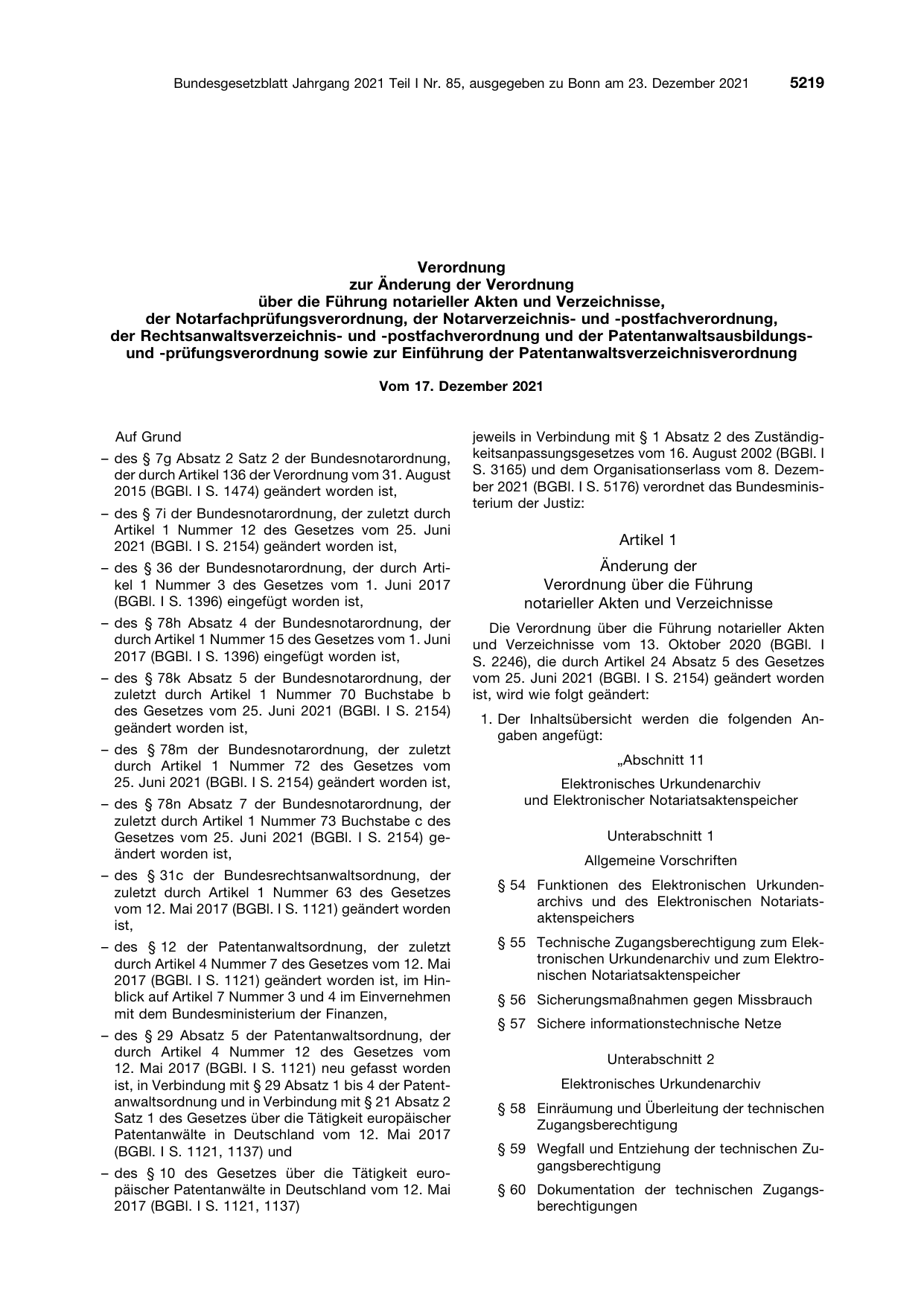 BGBl. 2021, Seite 5219 — Originalseite als Abbildung