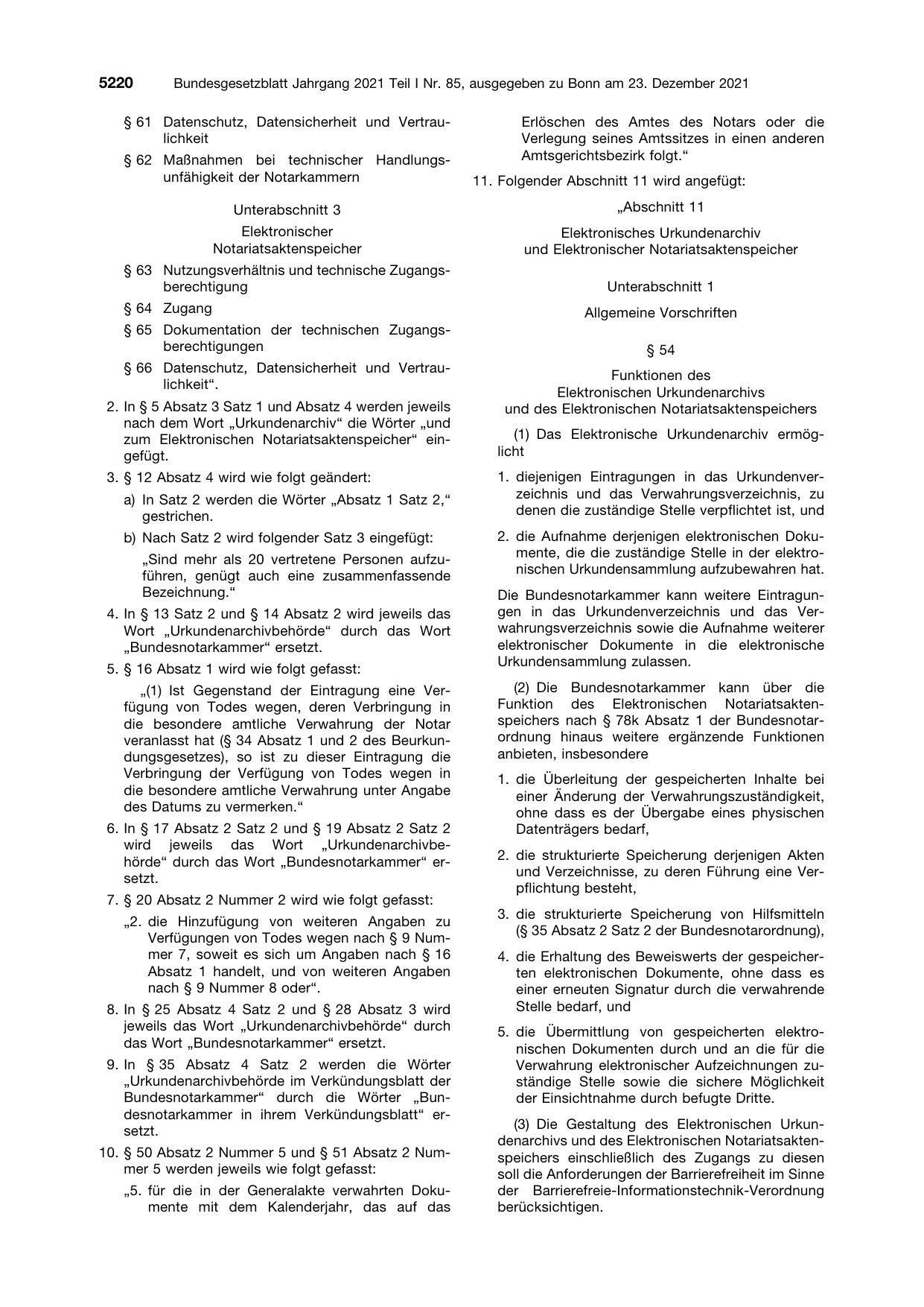 BGBl. 2021, Seite 5220 — Originalseite als Abbildung