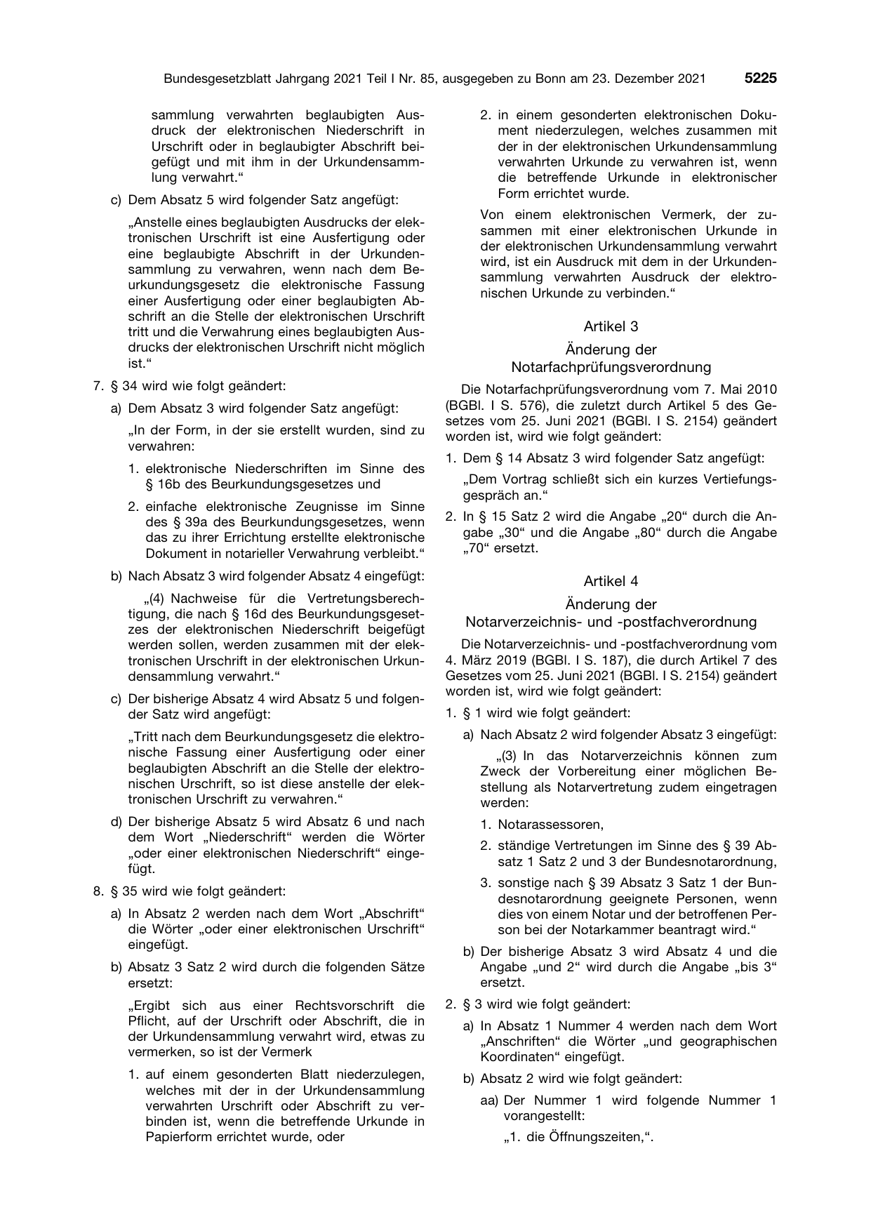 BGBl. 2021, Seite 5225 — Originalseite als Abbildung