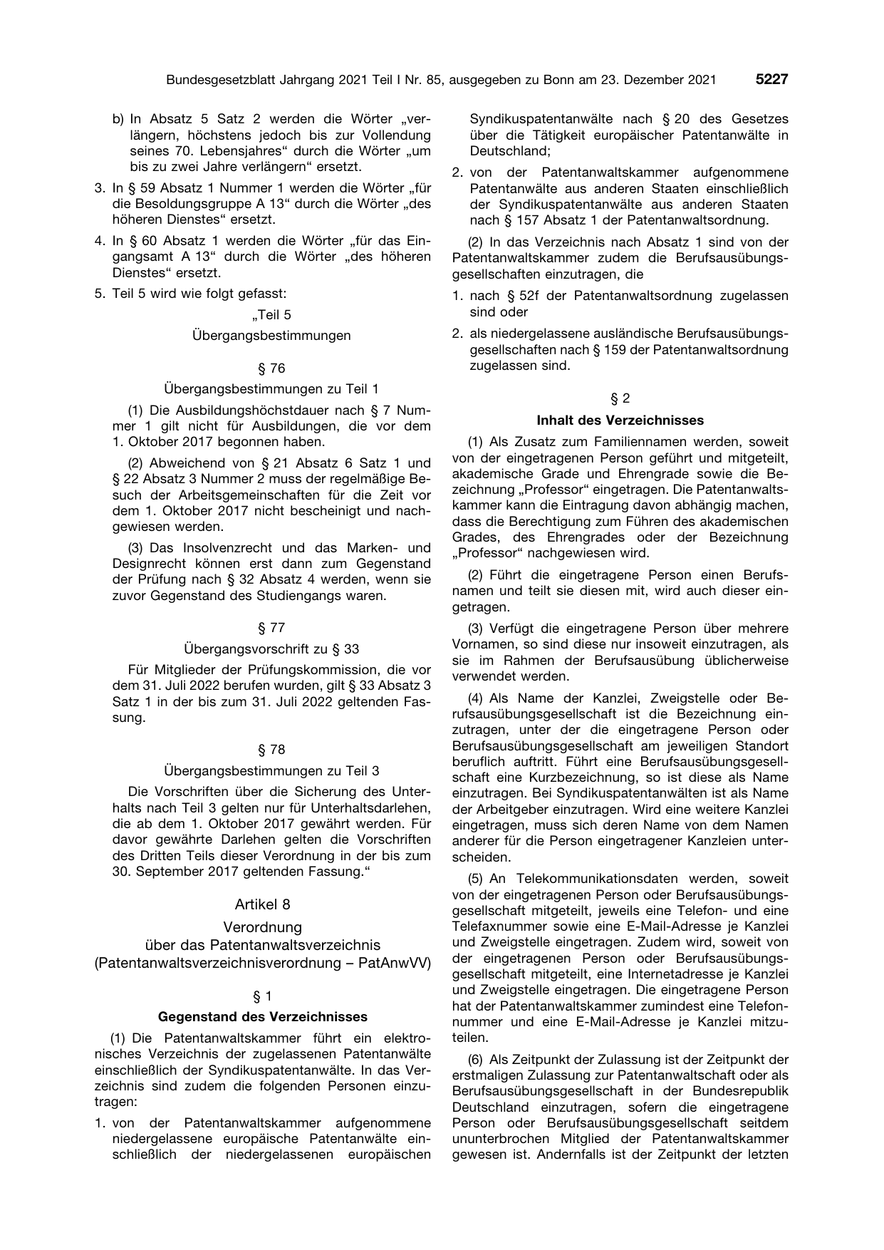 BGBl. 2021, Seite 5227 — Originalseite als Abbildung