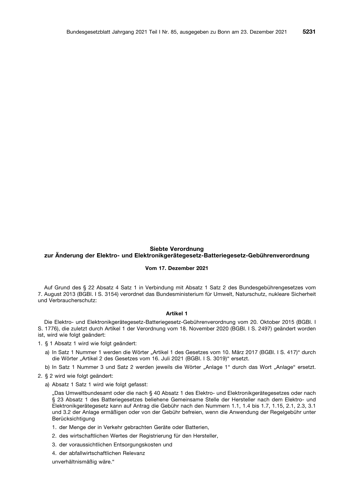 BGBl. 2021, Seite 5231 — Originalseite als Abbildung