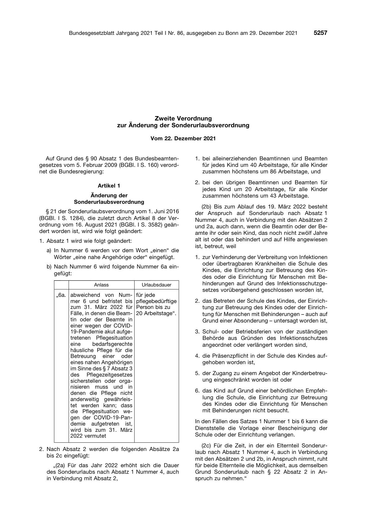BGBl. 2021, Seite 5257 — Originalseite als Abbildung