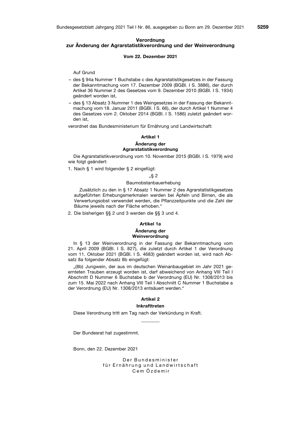 BGBl. 2021, Seite 5259 — Originalseite als Abbildung