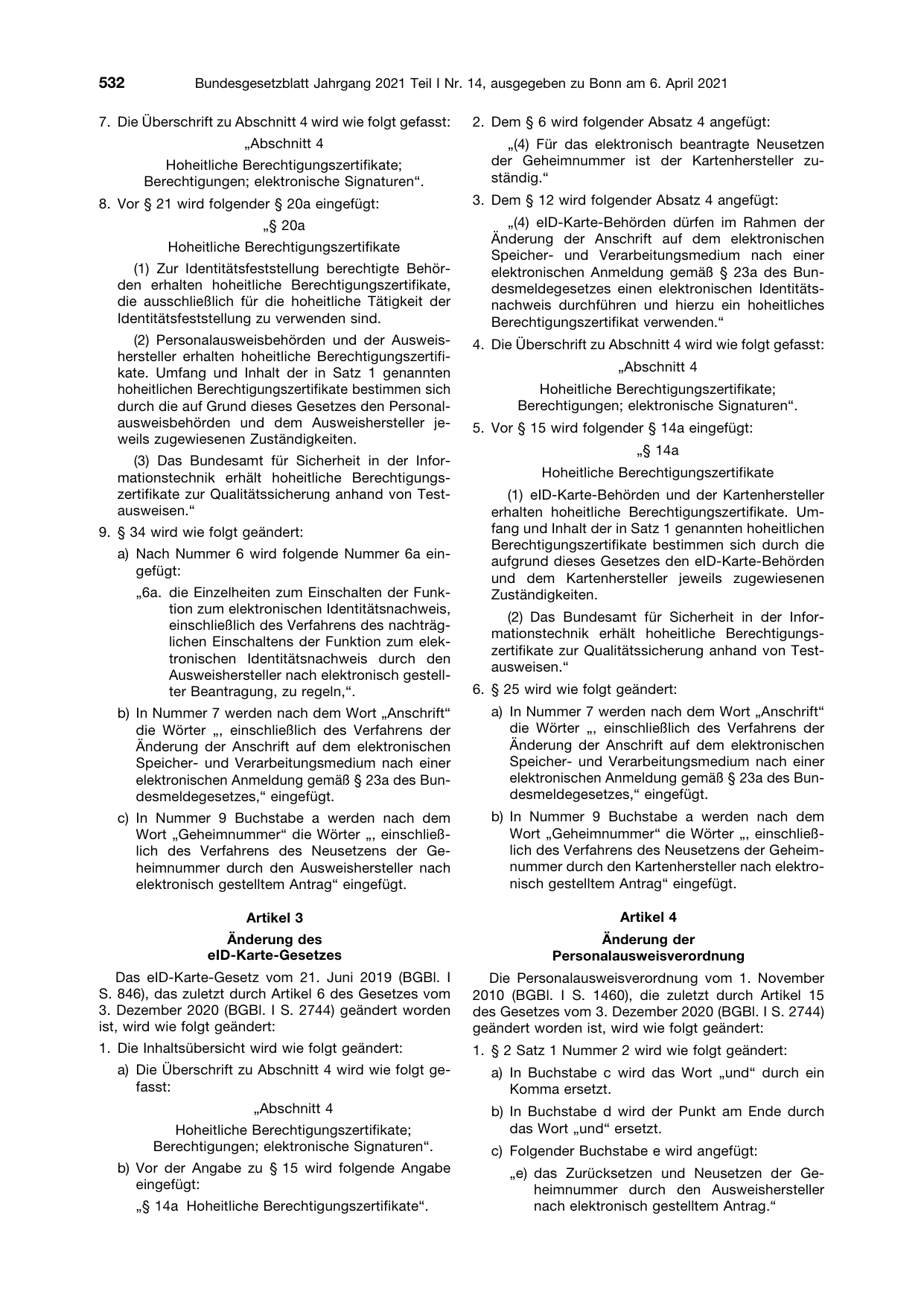 BGBl. 2021, Seite 532 — Originalseite als Abbildung