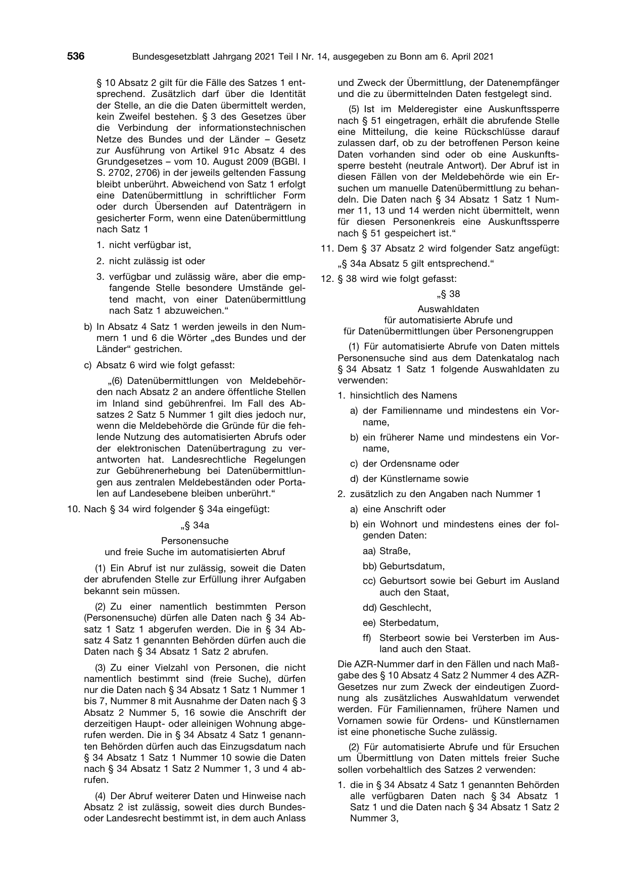 BGBl. 2021, Seite 536 — Originalseite als Abbildung