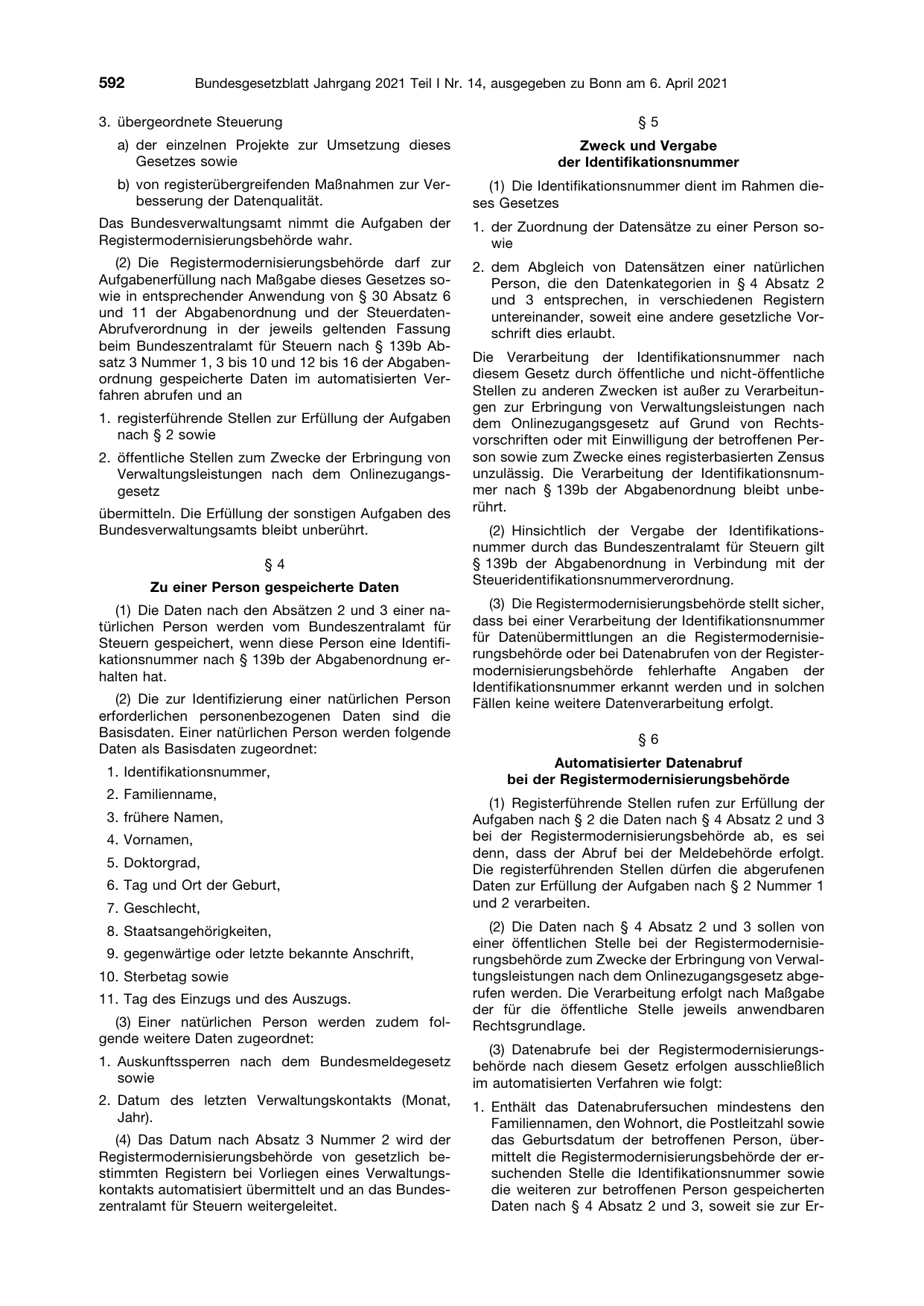 BGBl. 2021, Seite 592 — Originalseite als Abbildung