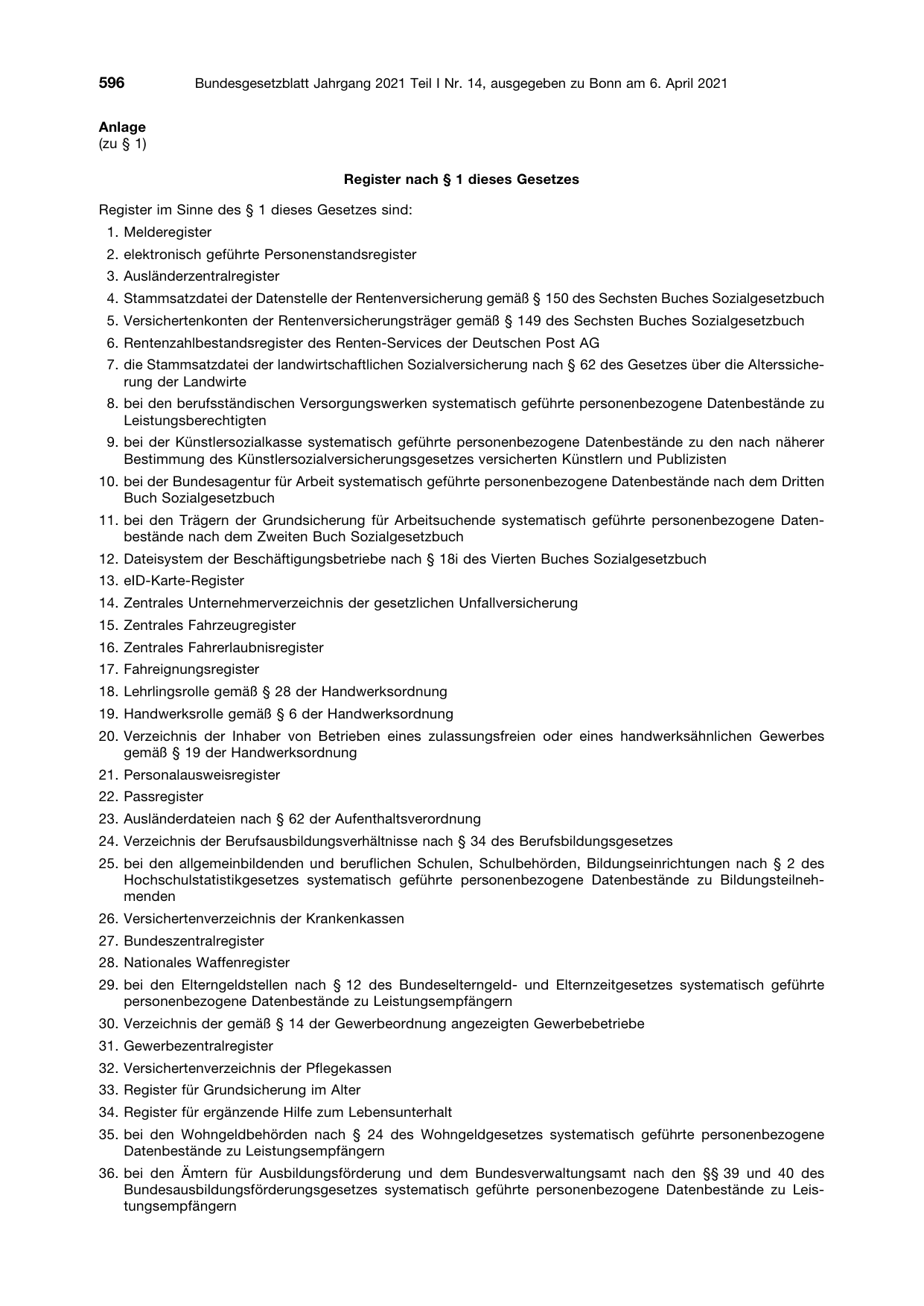 BGBl. 2021, Seite 596 — Originalseite als Abbildung