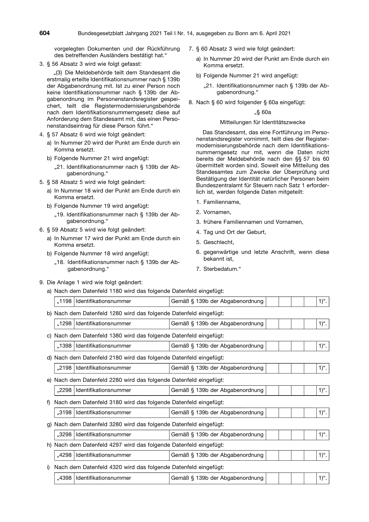 BGBl. 2021, Seite 604 — Originalseite als Abbildung