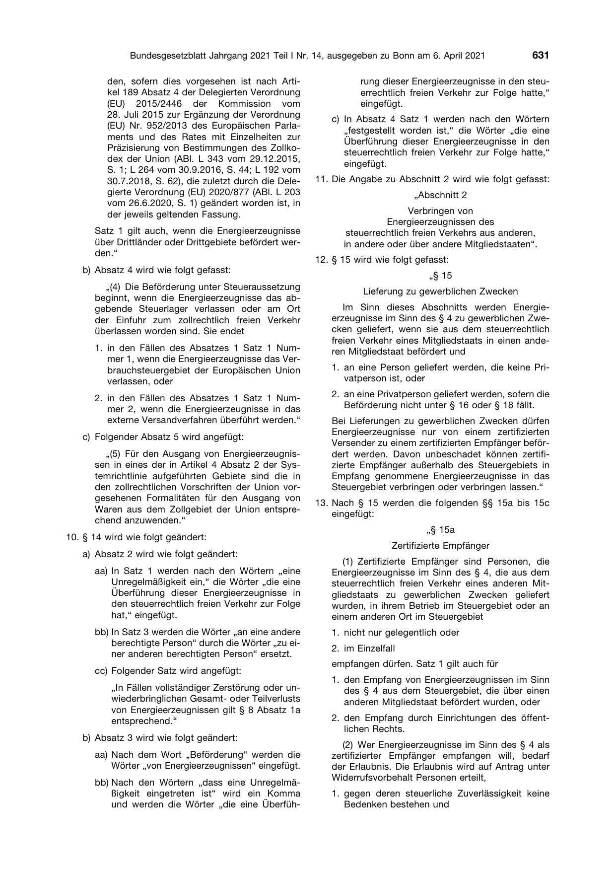 BGBl. 2021, Seite 631 — Originalseite als Abbildung