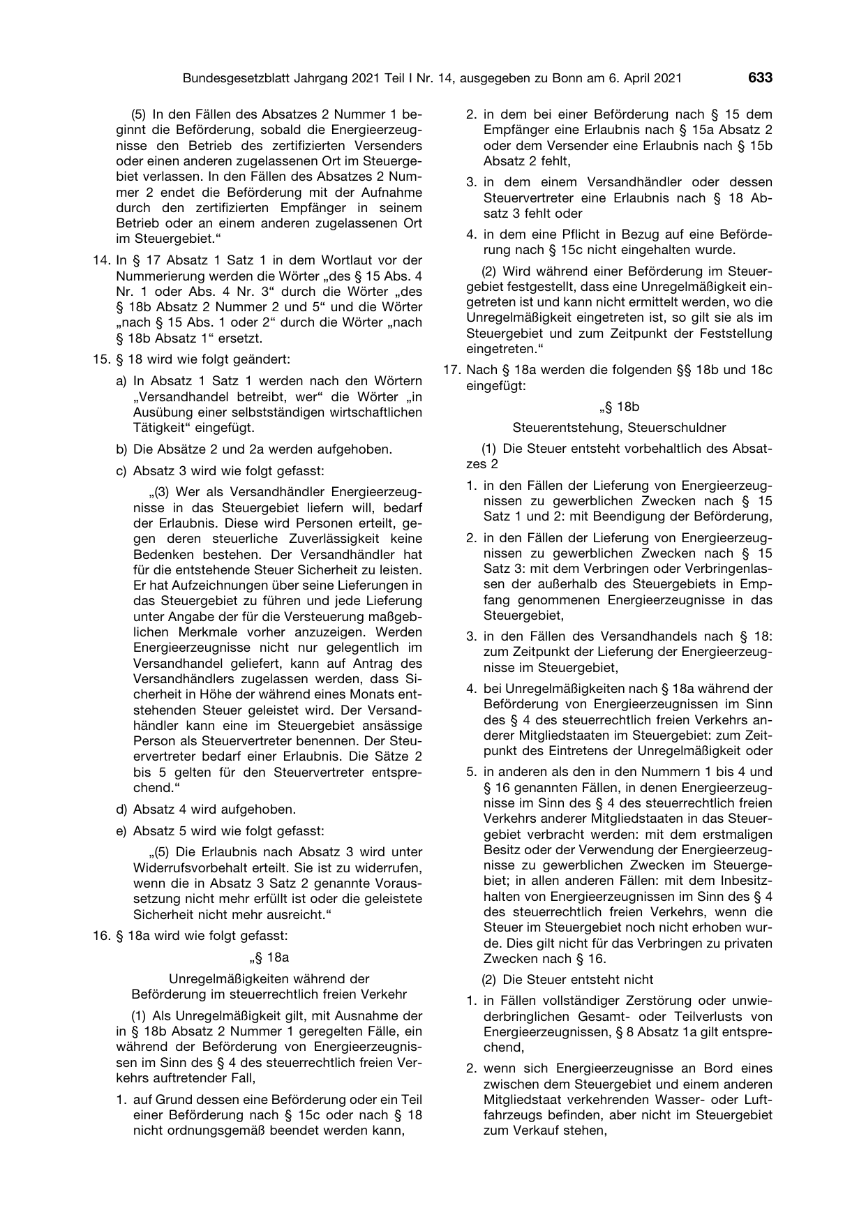 BGBl. 2021, Seite 633 — Originalseite als Abbildung