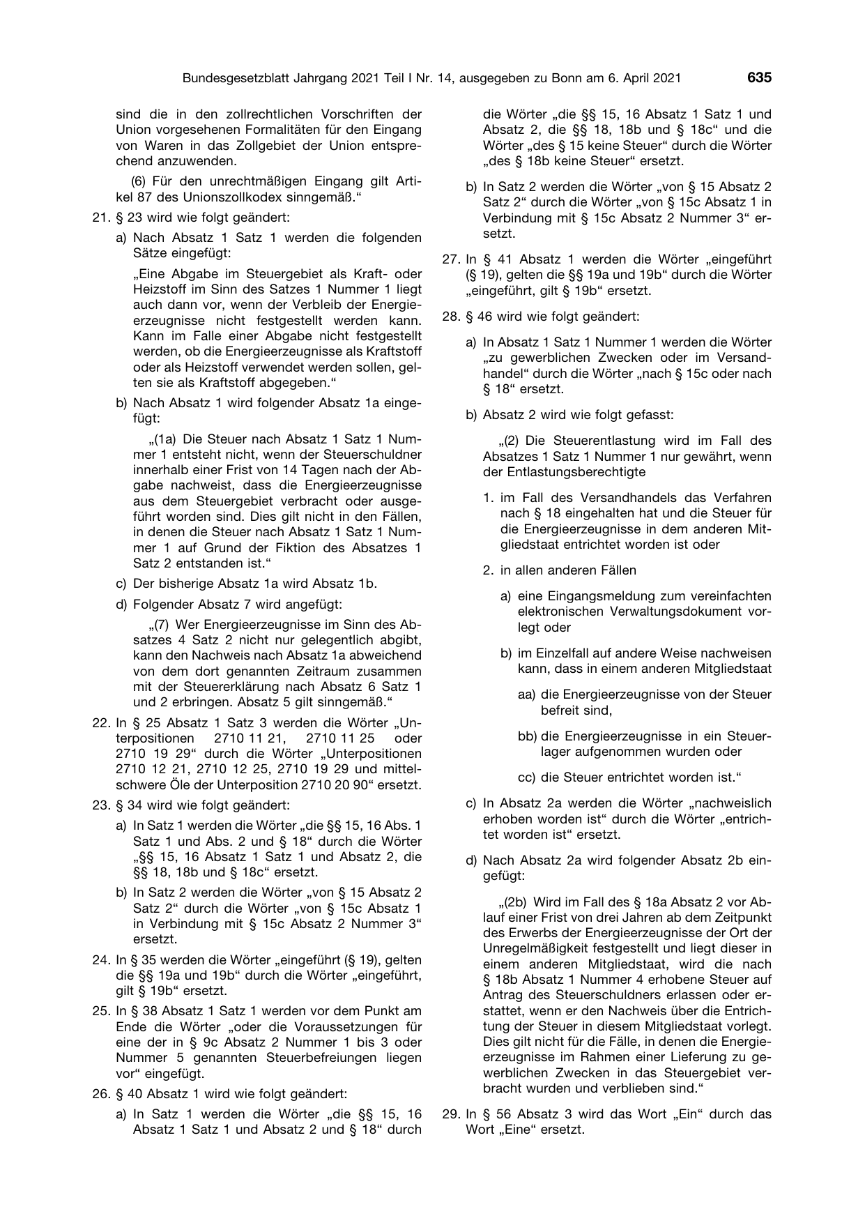 BGBl. 2021, Seite 635 — Originalseite als Abbildung