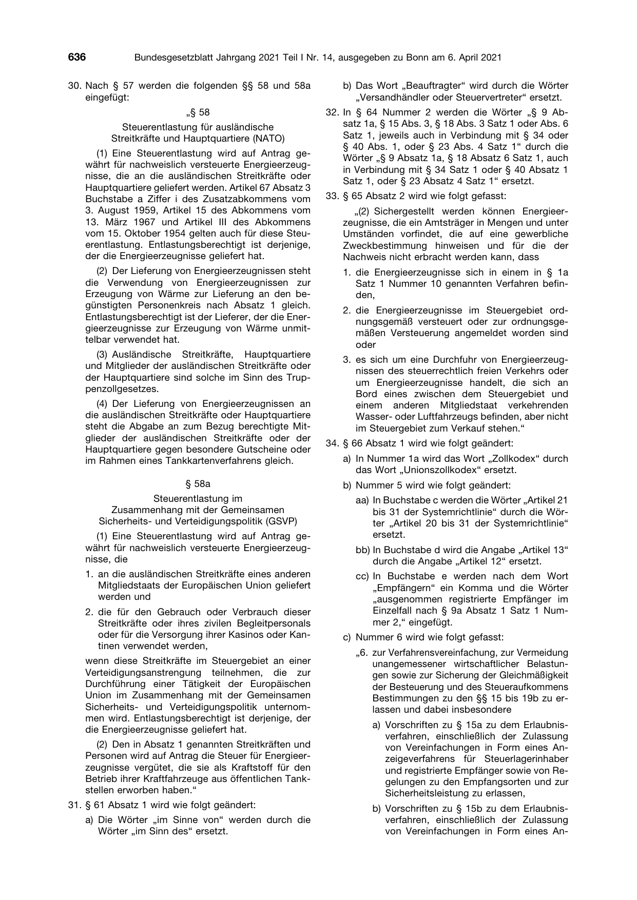 BGBl. 2021, Seite 636 — Originalseite als Abbildung