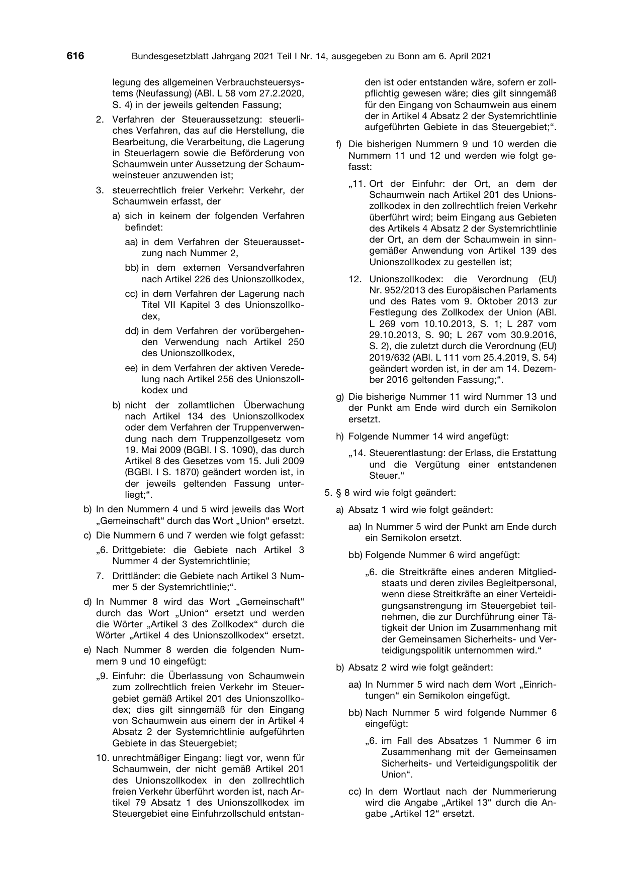 BGBl. 2021, Seite 616 — Originalseite als Abbildung