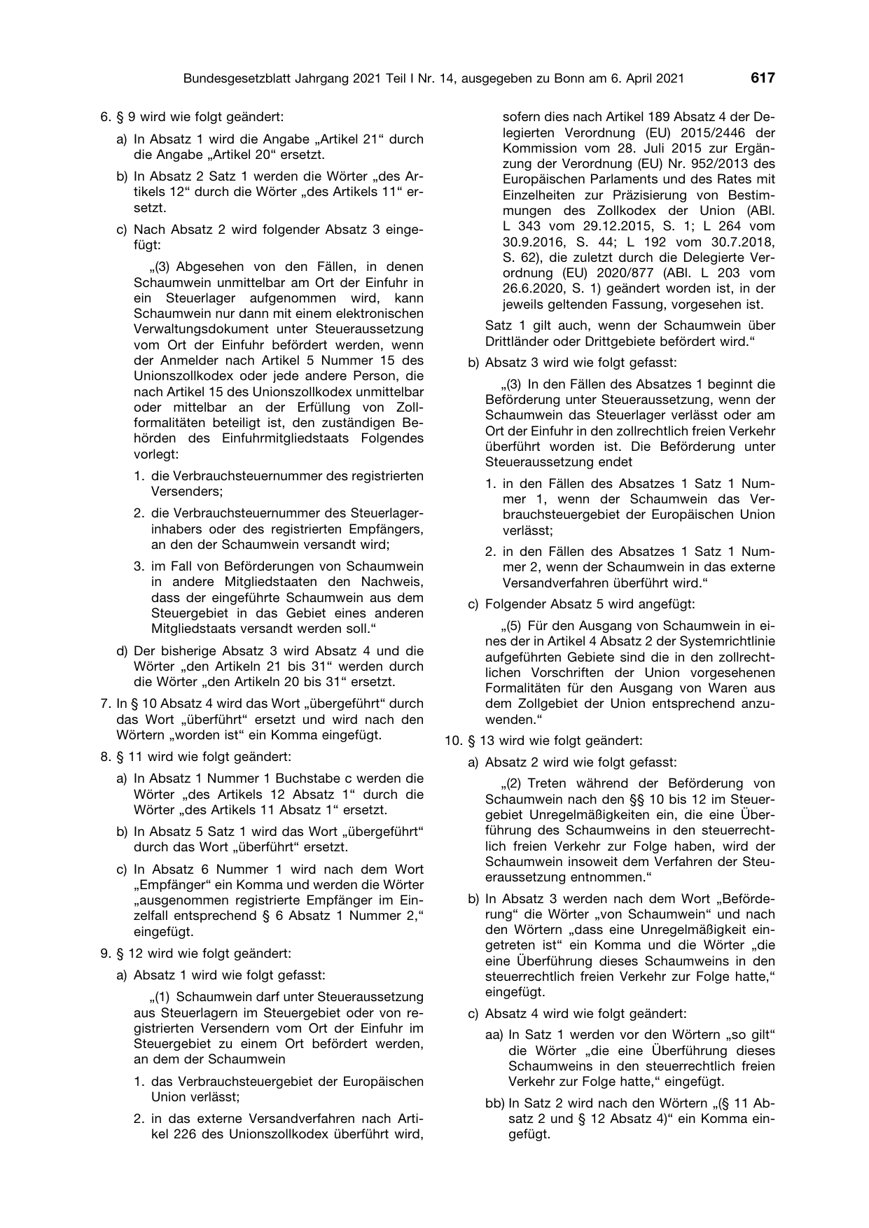 BGBl. 2021, Seite 617 — Originalseite als Abbildung
