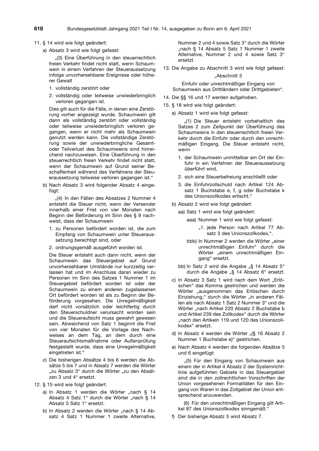 BGBl. 2021, Seite 618 — Originalseite als Abbildung