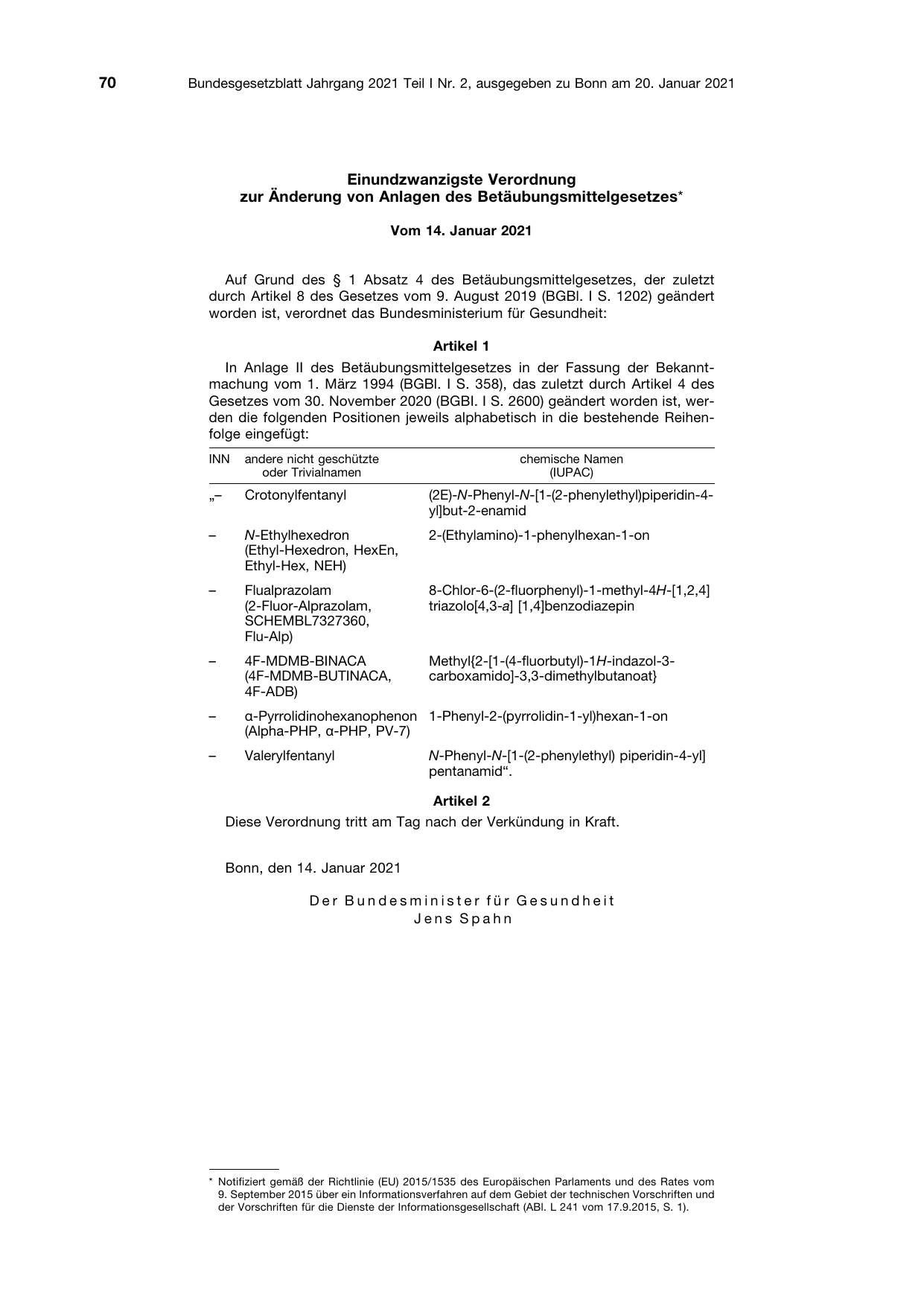 BGBl. 2021, Seite 70 — Originalseite als Abbildung