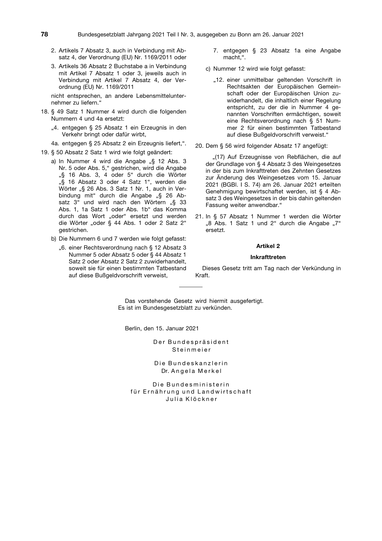 BGBl. 2021, Seite 78 — Originalseite als Abbildung