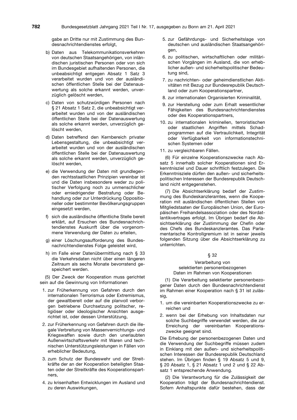 BGBl. 2021, Seite 782 — Originalseite als Abbildung
