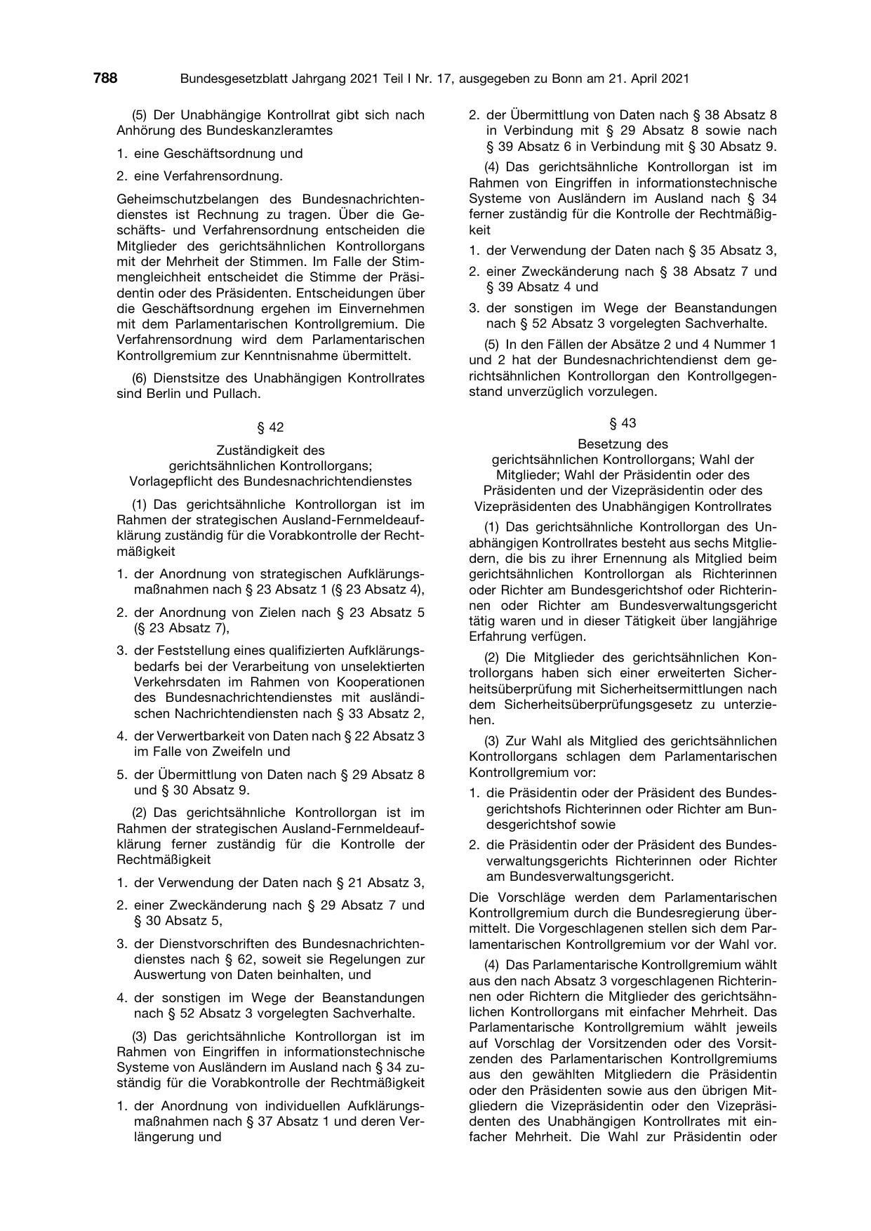 BGBl. 2021, Seite 788 — Originalseite als Abbildung