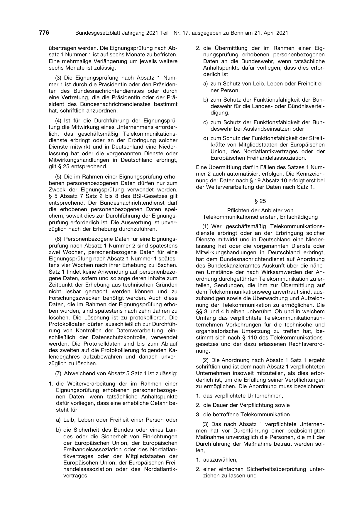 BGBl. 2021, Seite 776 — Originalseite als Abbildung