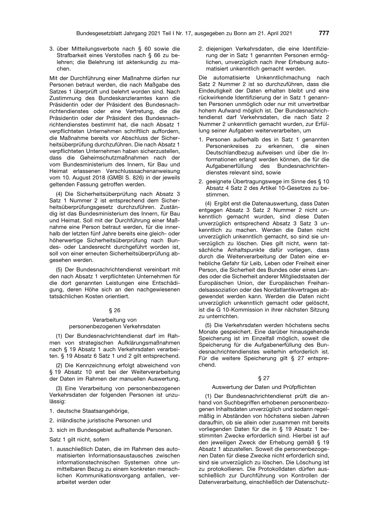 BGBl. 2021, Seite 777 — Originalseite als Abbildung