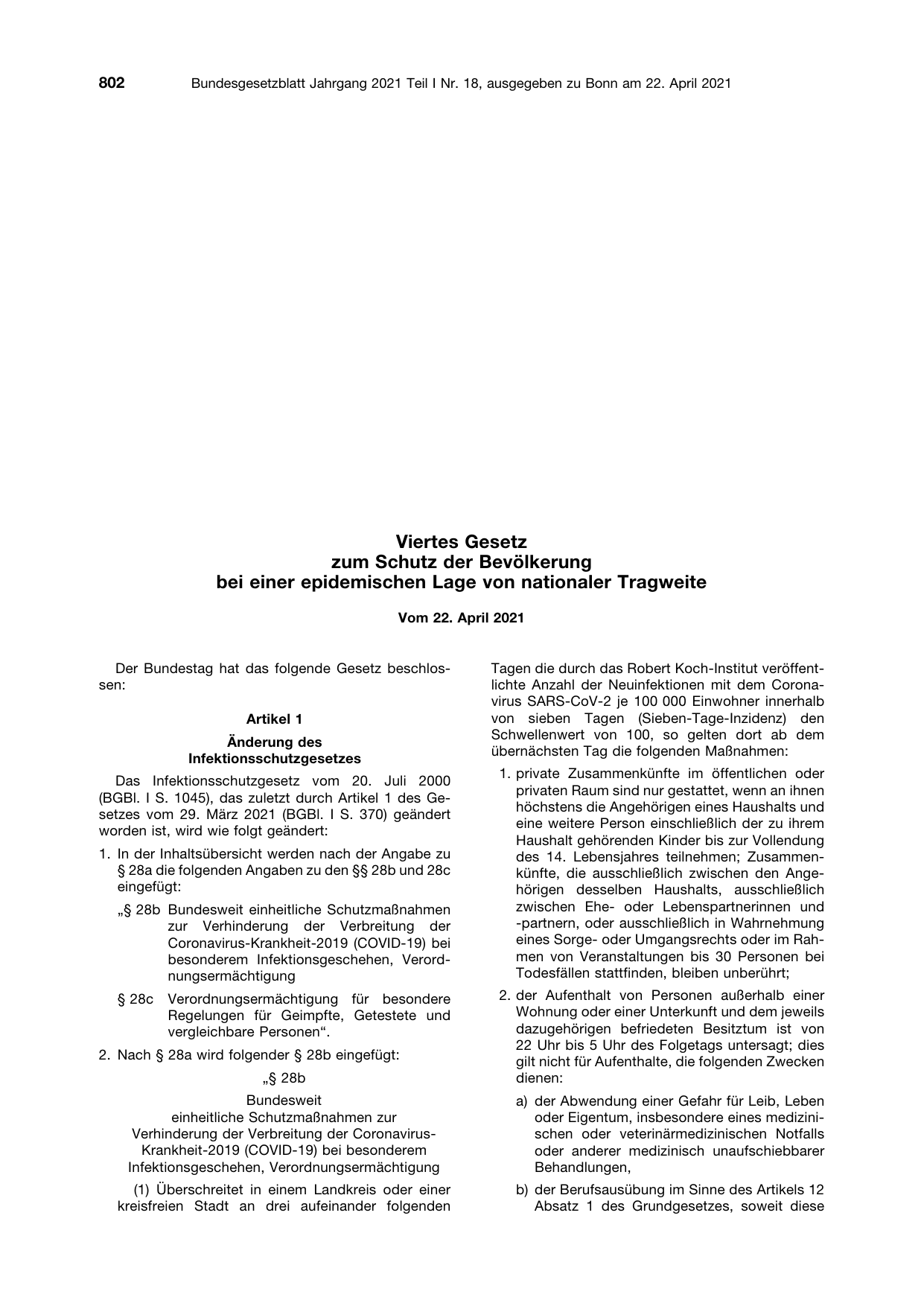 BGBl. 2021, Seite 802 — Originalseite als Abbildung
