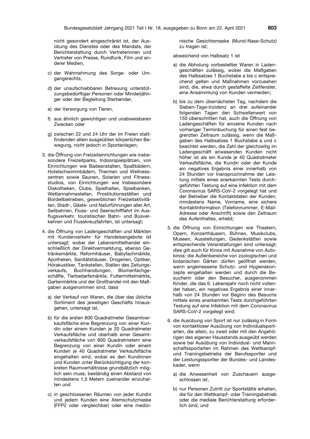 BGBl. 2021, Seite 803 — Originalseite als Abbildung