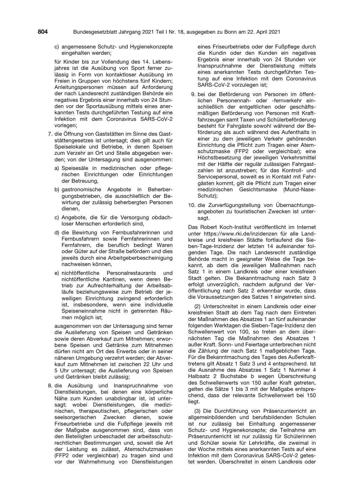 BGBl. 2021, Seite 804 — Originalseite als Abbildung