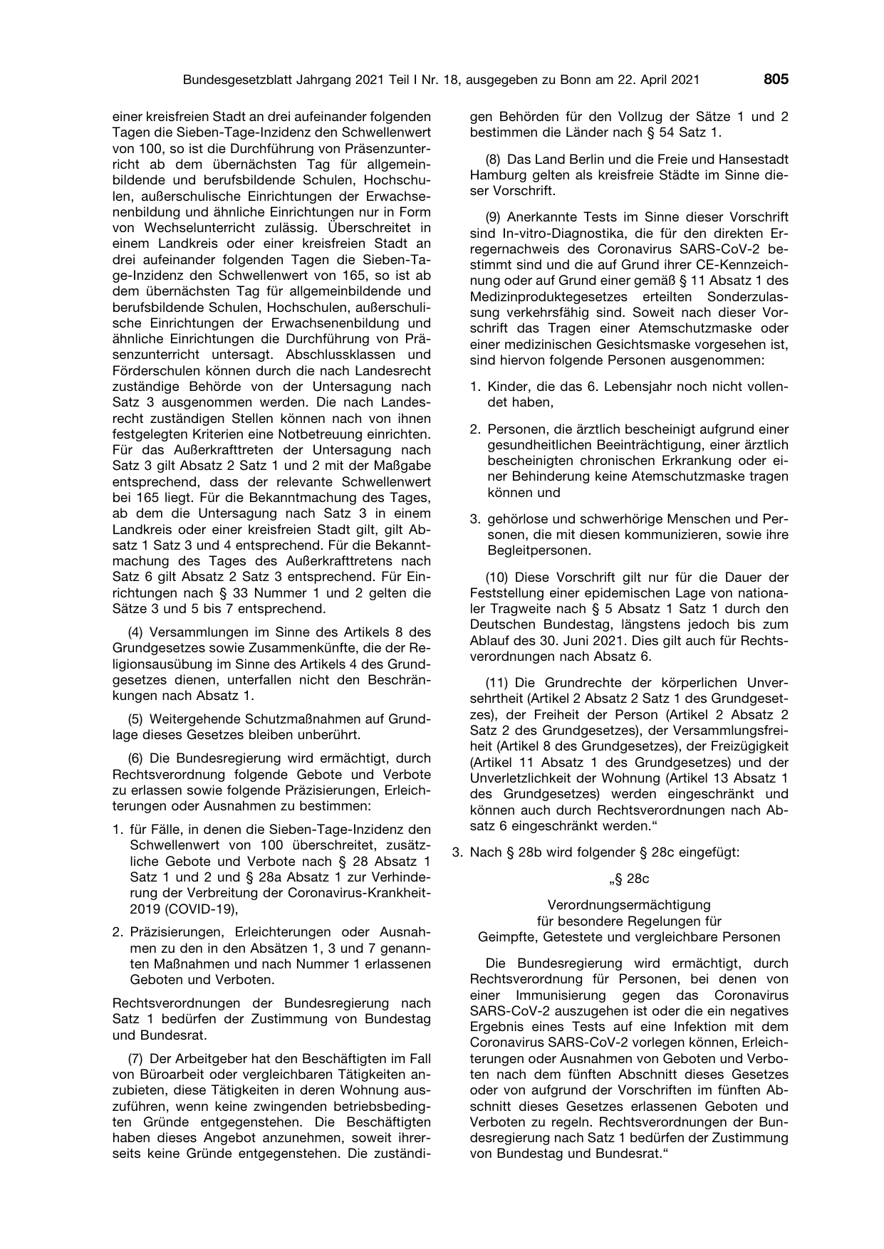 BGBl. 2021, Seite 805 — Originalseite als Abbildung