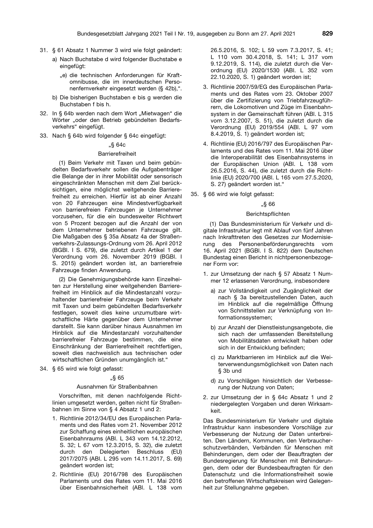 BGBl. 2021, Seite 829 — Originalseite als Abbildung