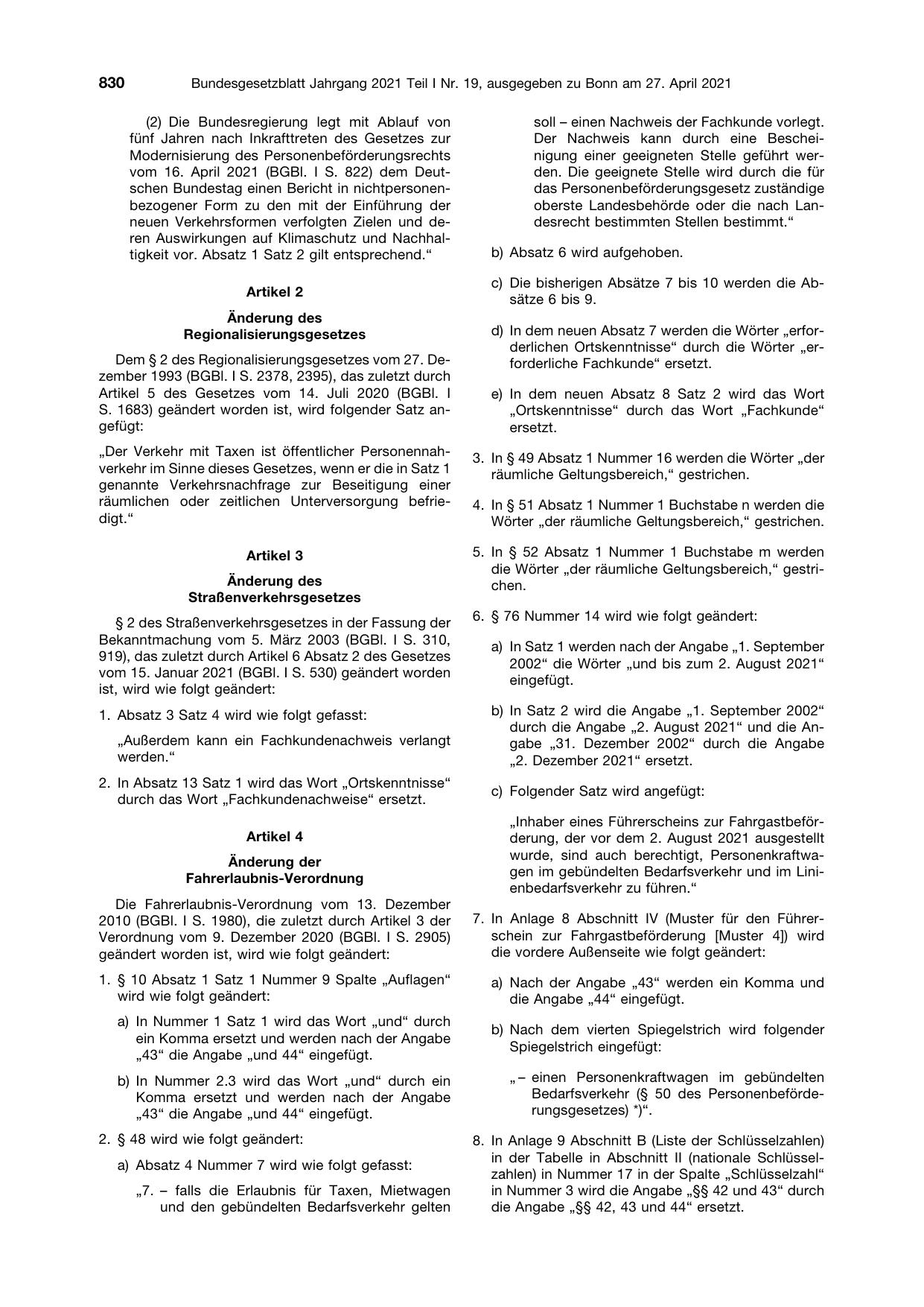 BGBl. 2021, Seite 830 — Originalseite als Abbildung